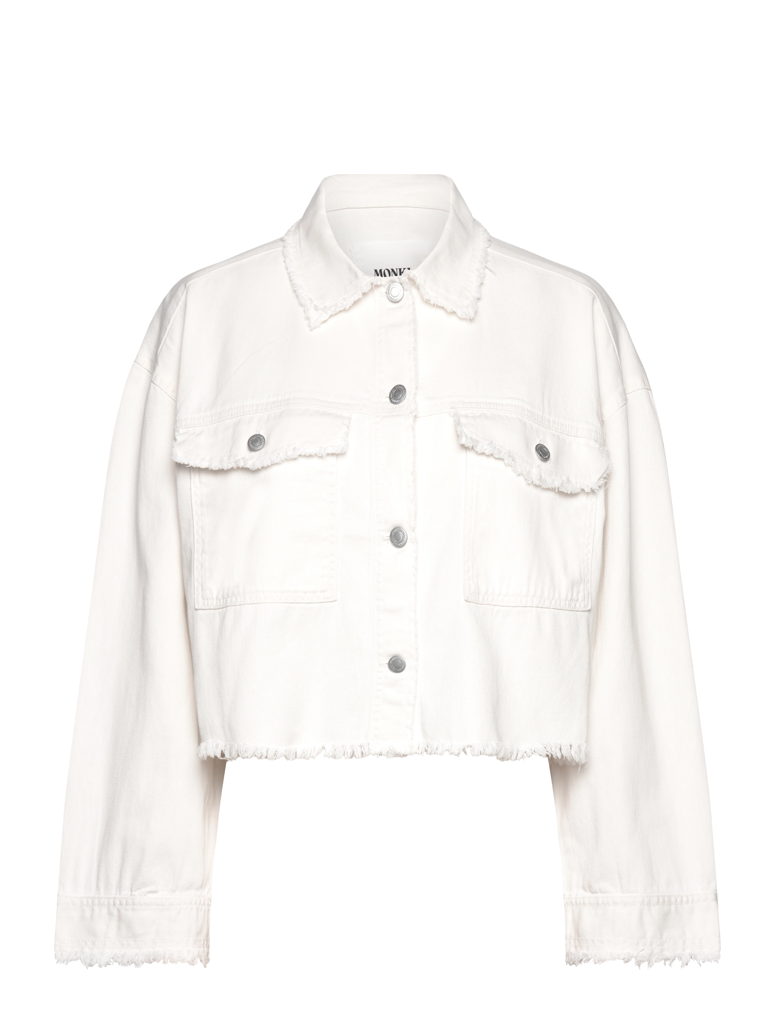 Monki Cropped Boxy Twill Jacket - Jackets & Coats - WHITE LIGHT / white