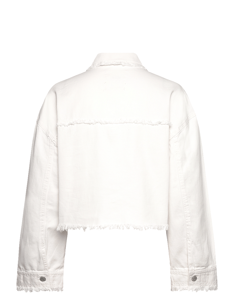Monki - Cropped Boxy Twill Jacket - light jackets - white light - 1