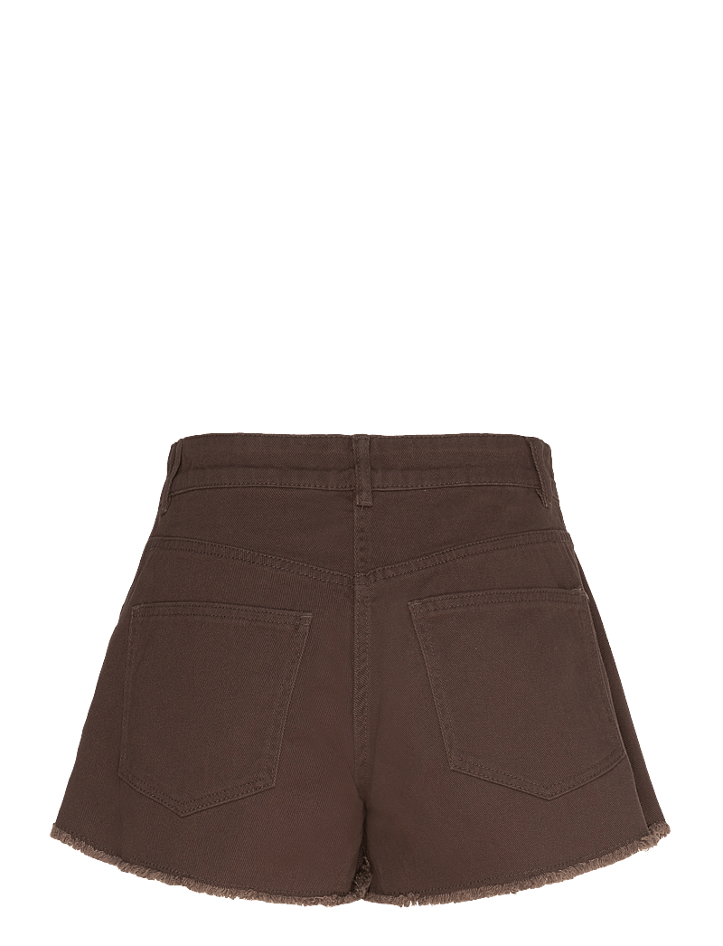 Monki - Asymmetric Cotton Twill Wrap Skort - kurze röcke - brown dark - 1