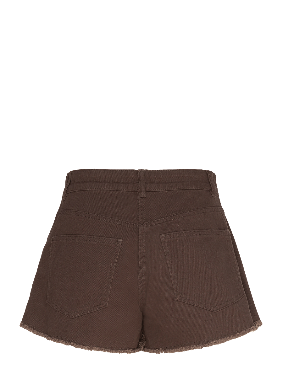 Monki - Asymmetric Cotton Twill Wrap Skort - miniseelikud - brown dark - 1