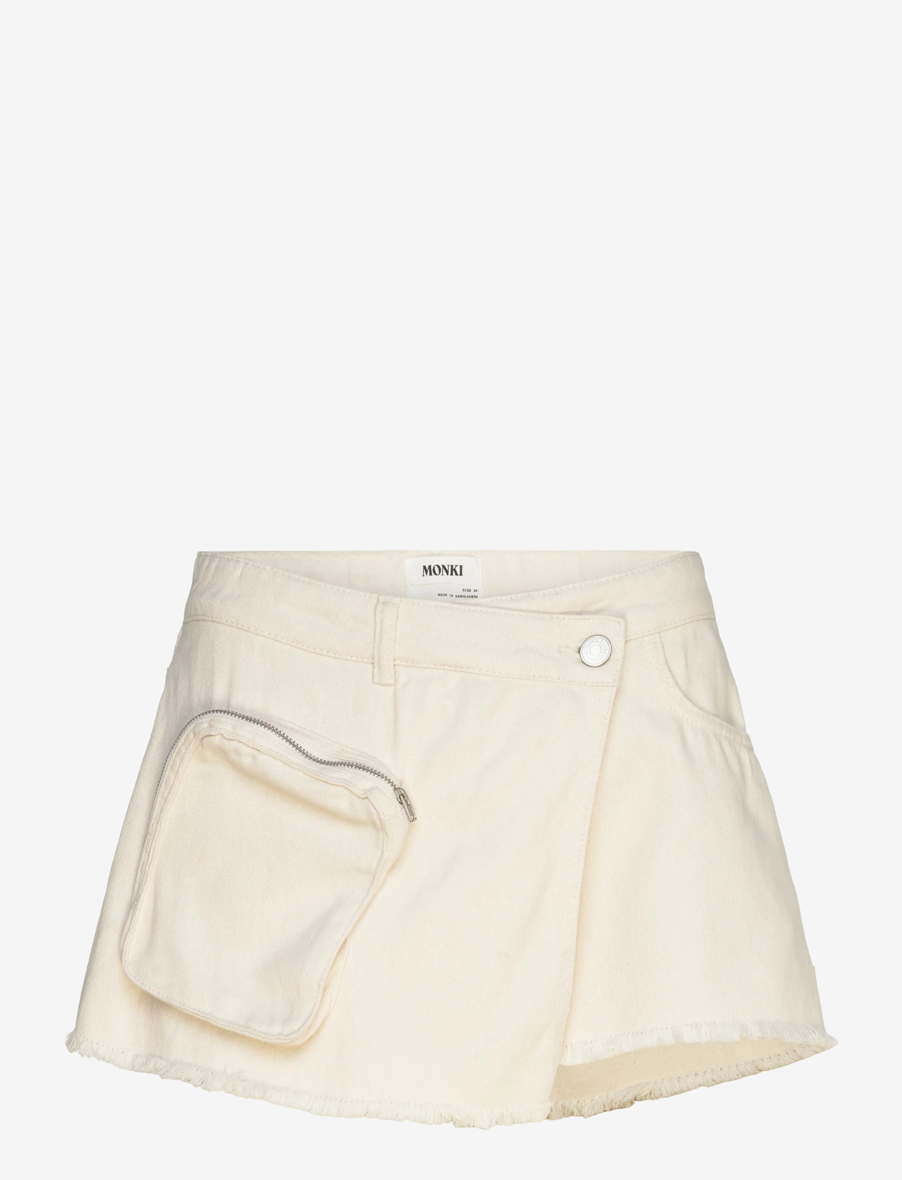 Monki - Asymmetric Cotton Twill Wrap Skort - miniseelikud - white light - 0