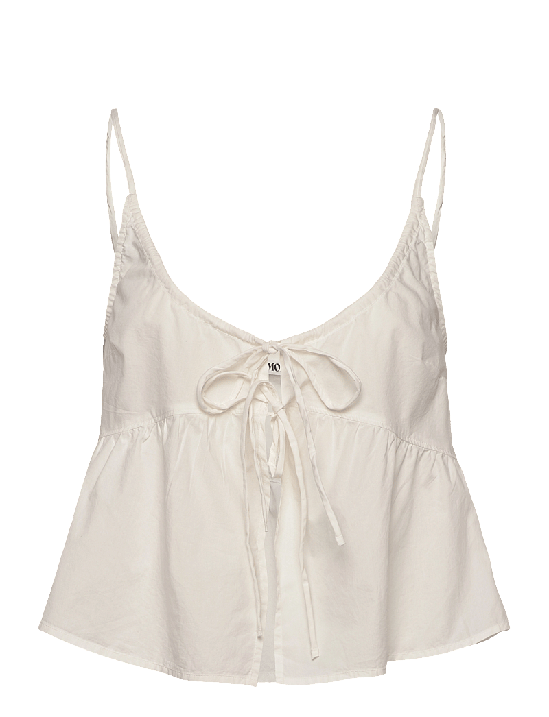 Monki - Cotton Poplin Tie-Front Pyjama Top - overdele - white - 0