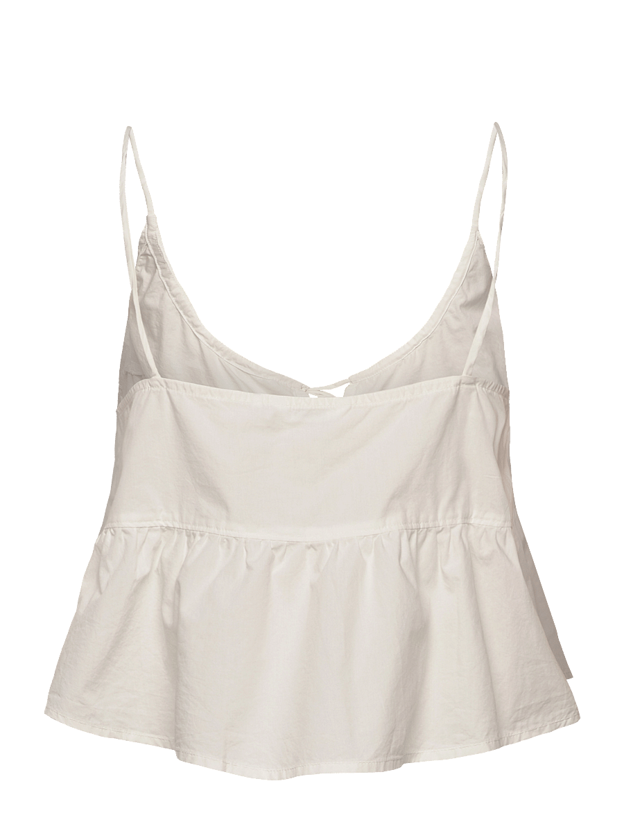 Monki - Cotton Poplin Tie-Front Pyjama Top - oberteile - white - 1