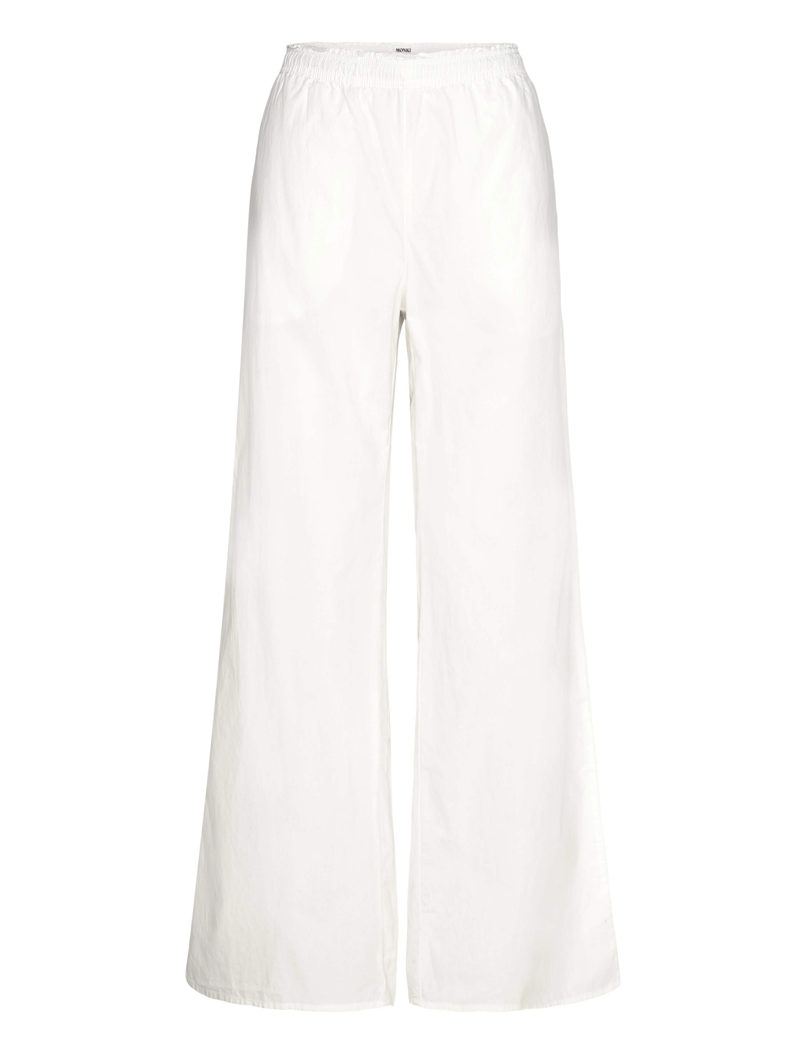Monki Wide Leg Cotton Poplin Pyjama Trousers, Kvinder, Vide Ben Pyjamasbukser, Hvid, Str: XS