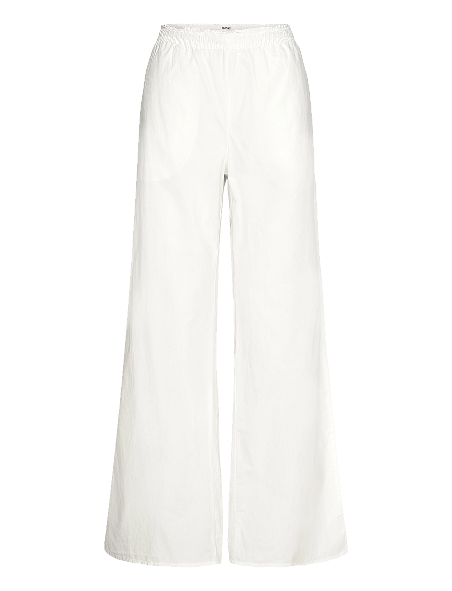 Monki - Wide Leg Cotton Poplin Pyjama Trousers - hosen mit weitem bein - white light - 0