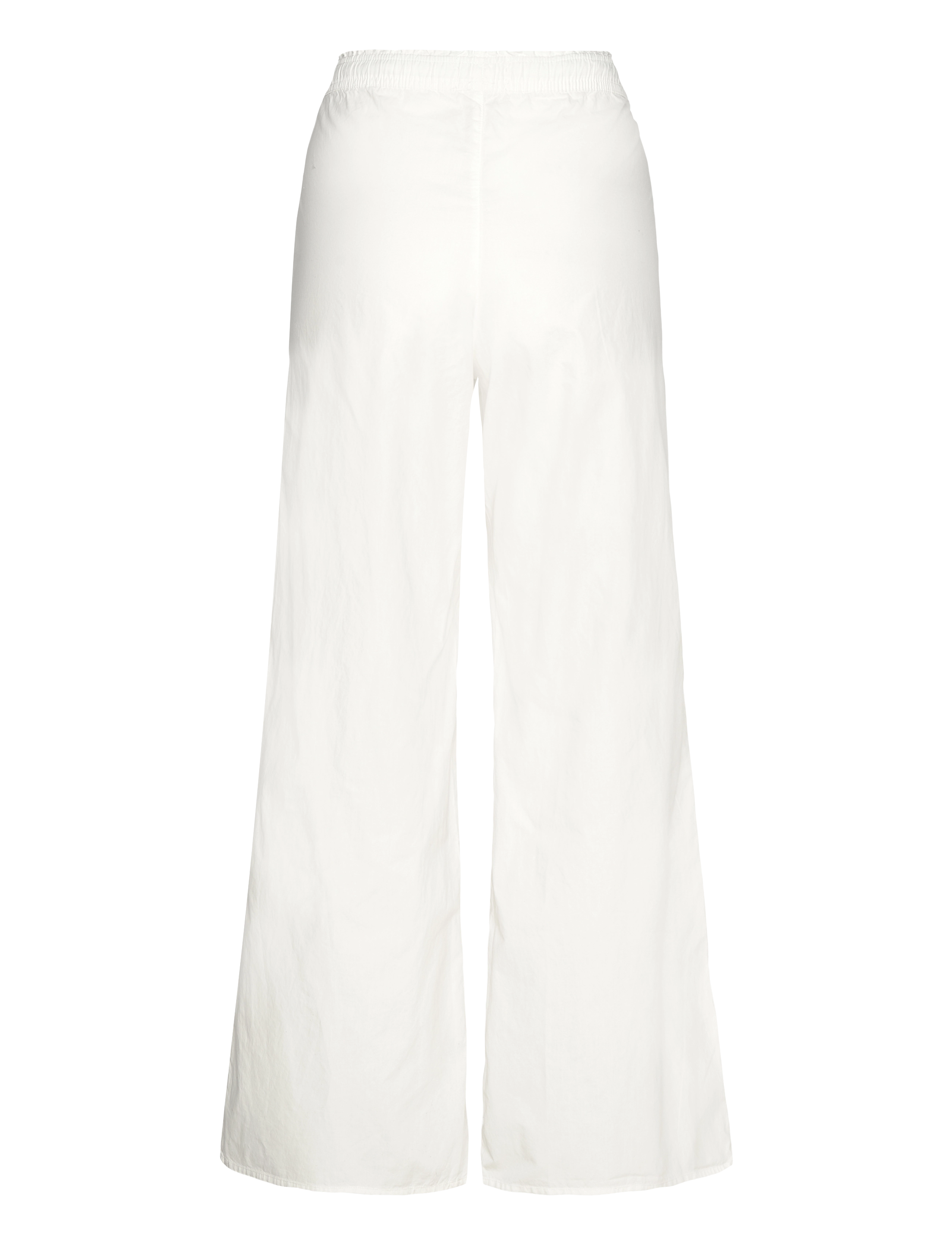 Monki - Wide Leg Cotton Poplin Pyjama Trousers - vida byxor - white light - 1