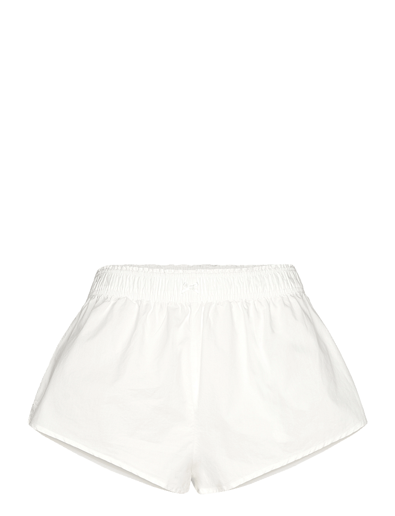 Monki - Mid-Rise Cotton Poplin Pyjama Shorts - casual shorts - white light - 0