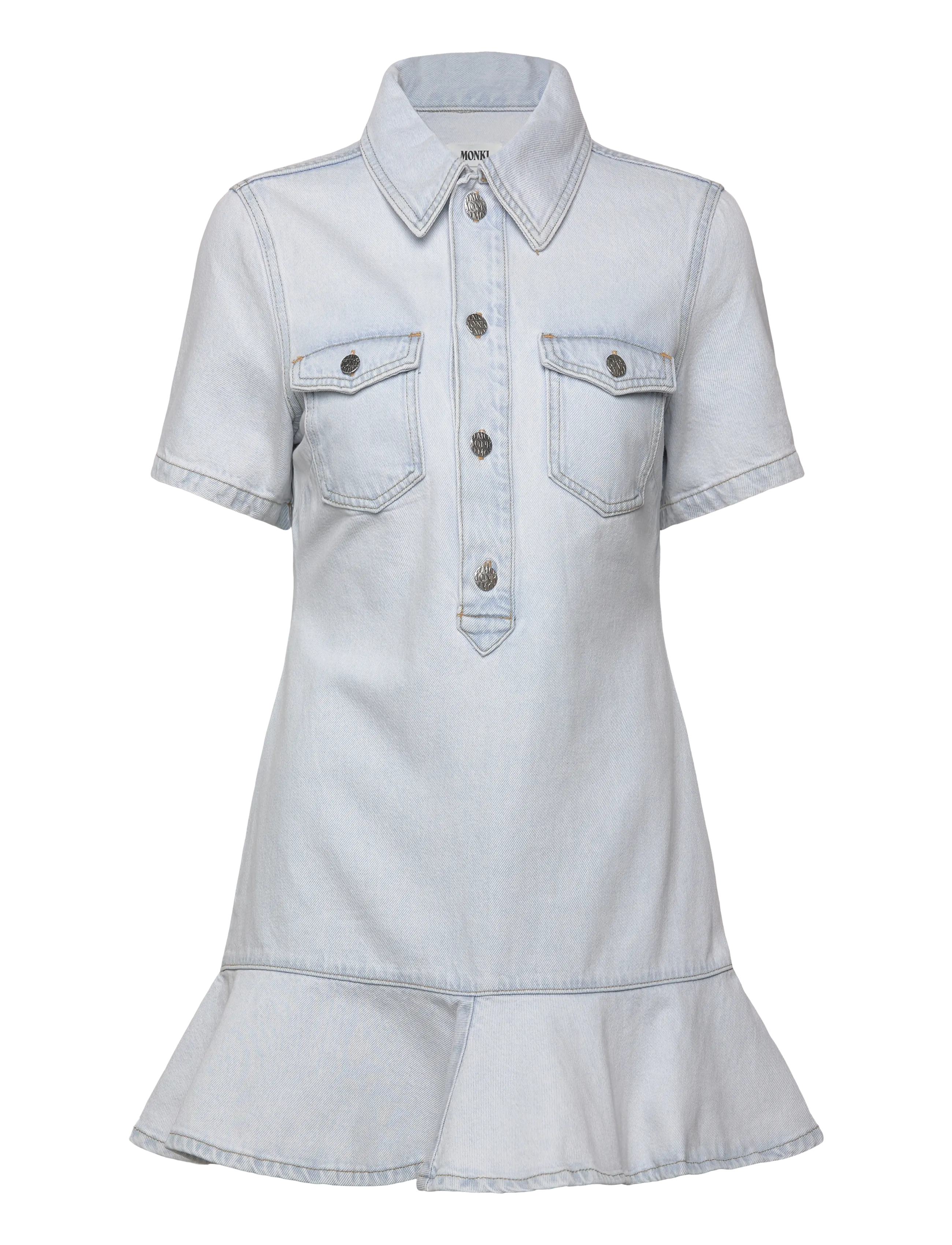 Monki Denim Tunic Mini Dress, S, Dresses, Grau - Knee-length & Midi, Frauen