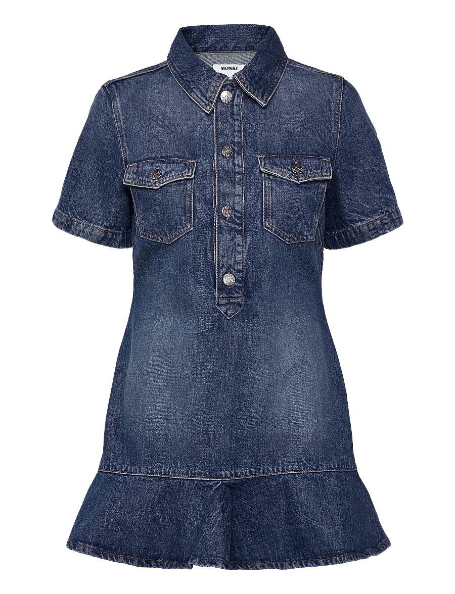 monki denim shirt dress Monki Denim Tunic Mini Dress (MNK1281218) - Short Dresses