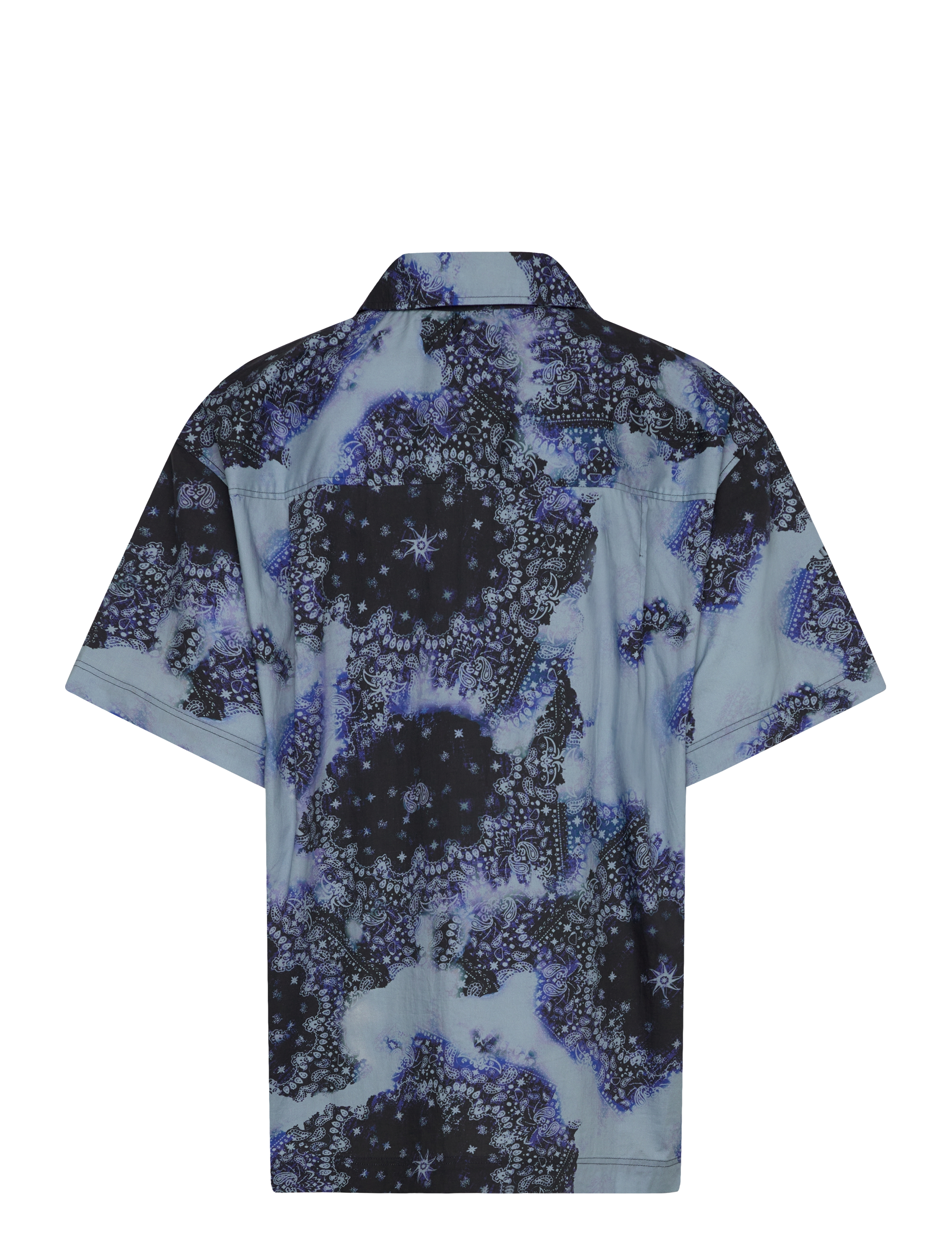 Monki - Oversized Short-Sleeved Cotton Poplin Shirt - kurzärmlige hemden - blue medium - 1
