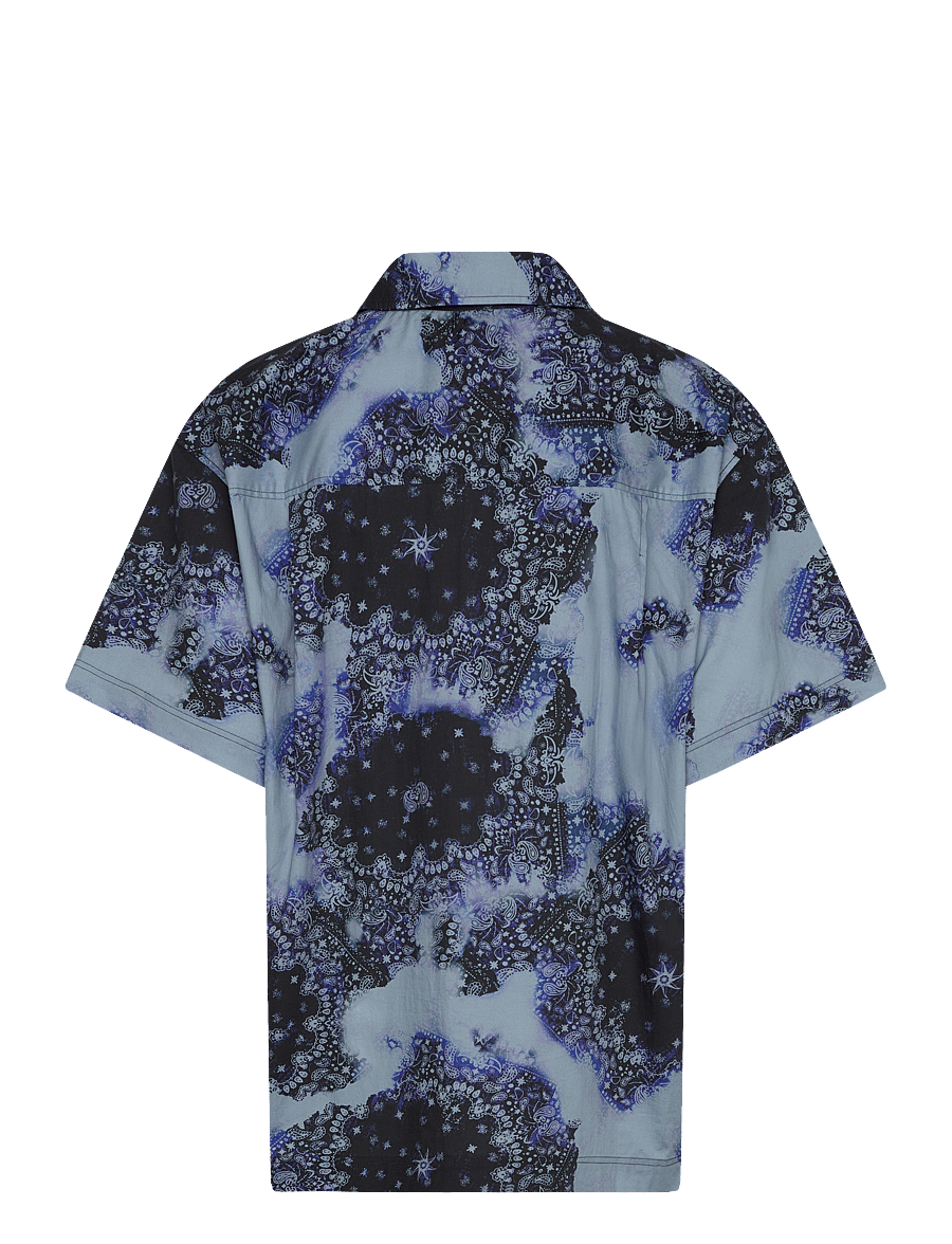 Monki - Oversized Short-Sleeved Cotton Poplin Shirt - kortærmede skjorter - blue medium - 1