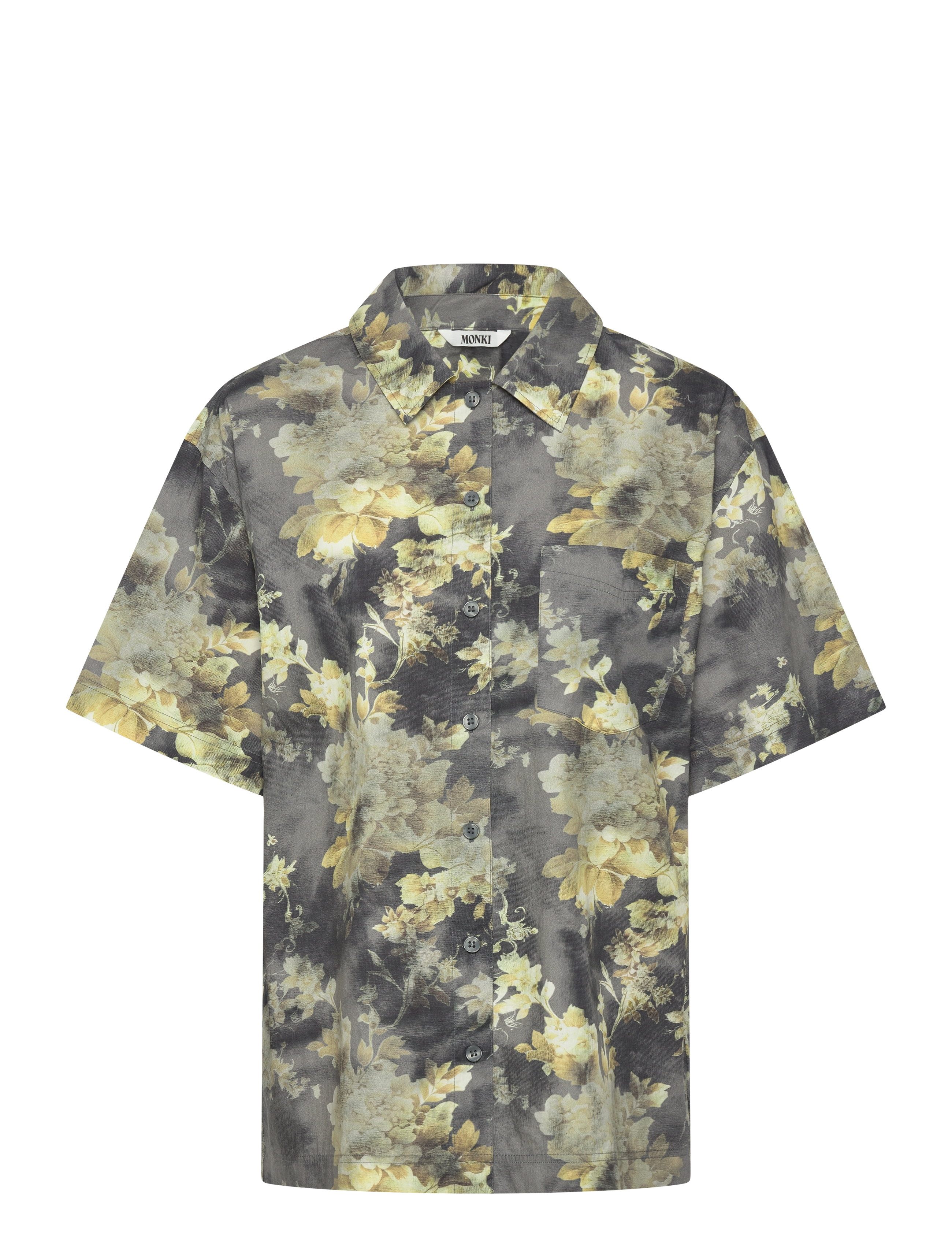 Monki Oversized Short-Sleeved Cotton Poplin Shirt, XS, Shirts, Grau - Short-sleeved, Frauen