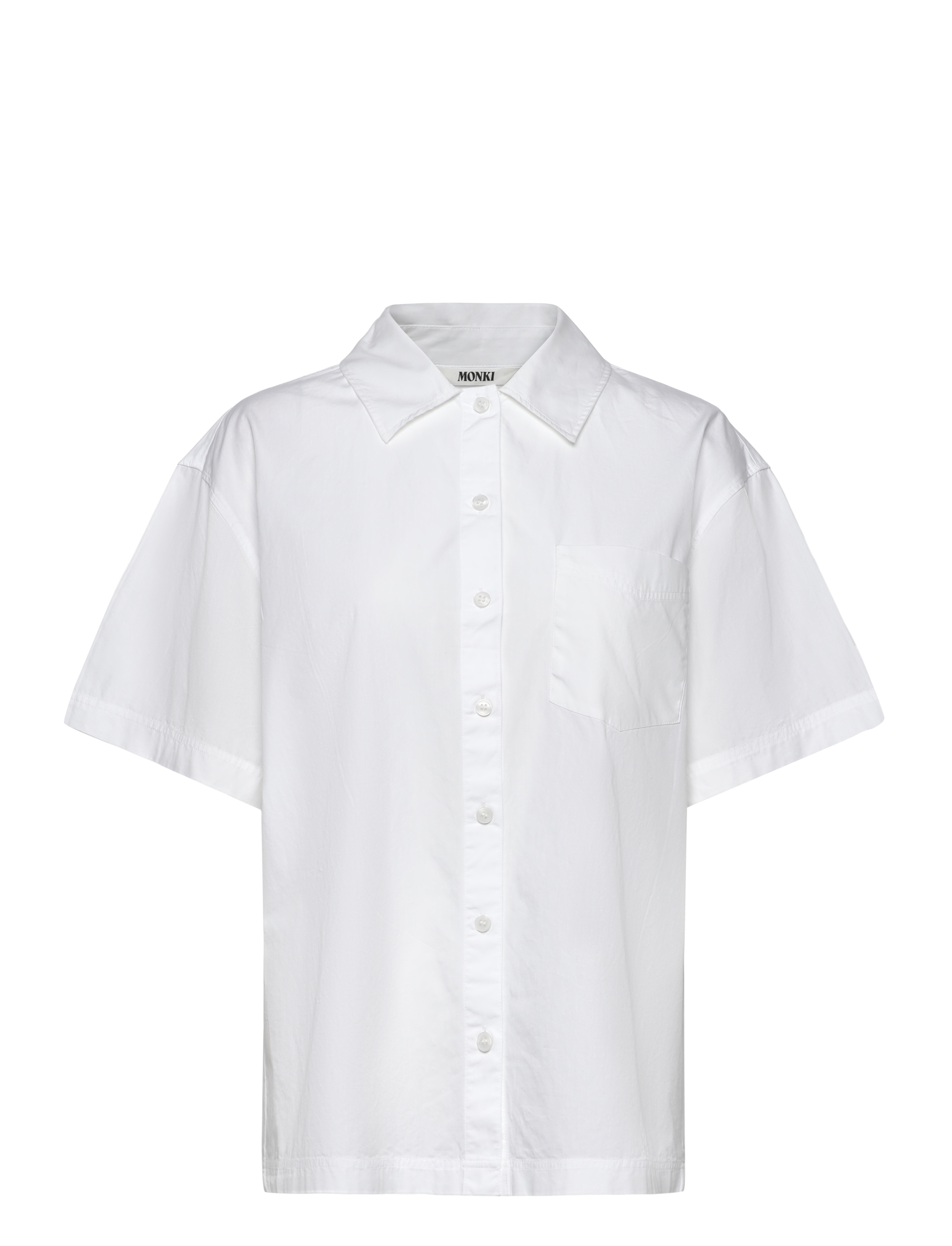 Monki Oversized Short-Sleeved Cotton Poplin Shirt, XXS, Shirts, Weiß - Short-sleeved, Frauen
