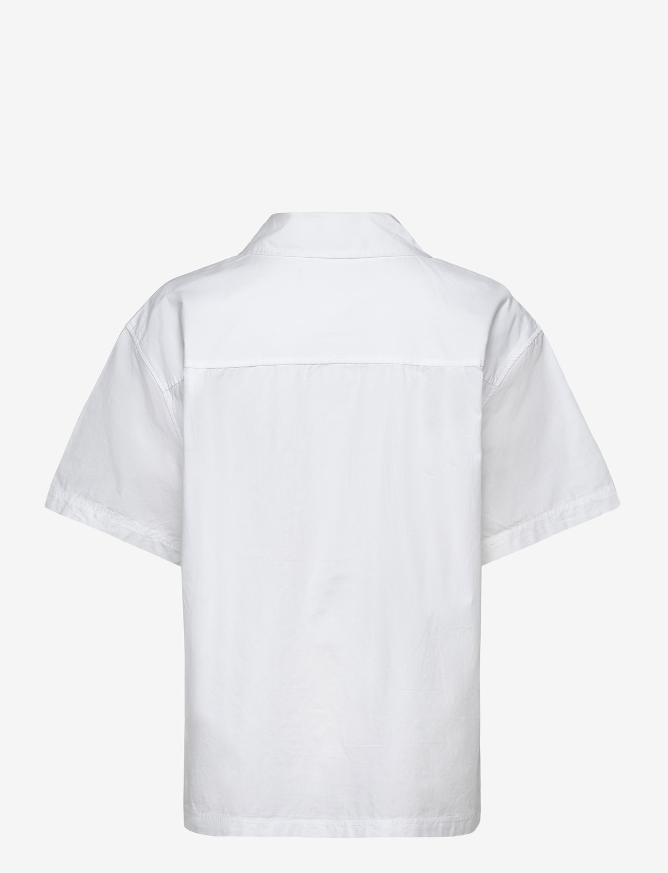 Monki - Oversized Short-Sleeved Cotton Poplin Shirt - kortärmade skjortor - white light - 1