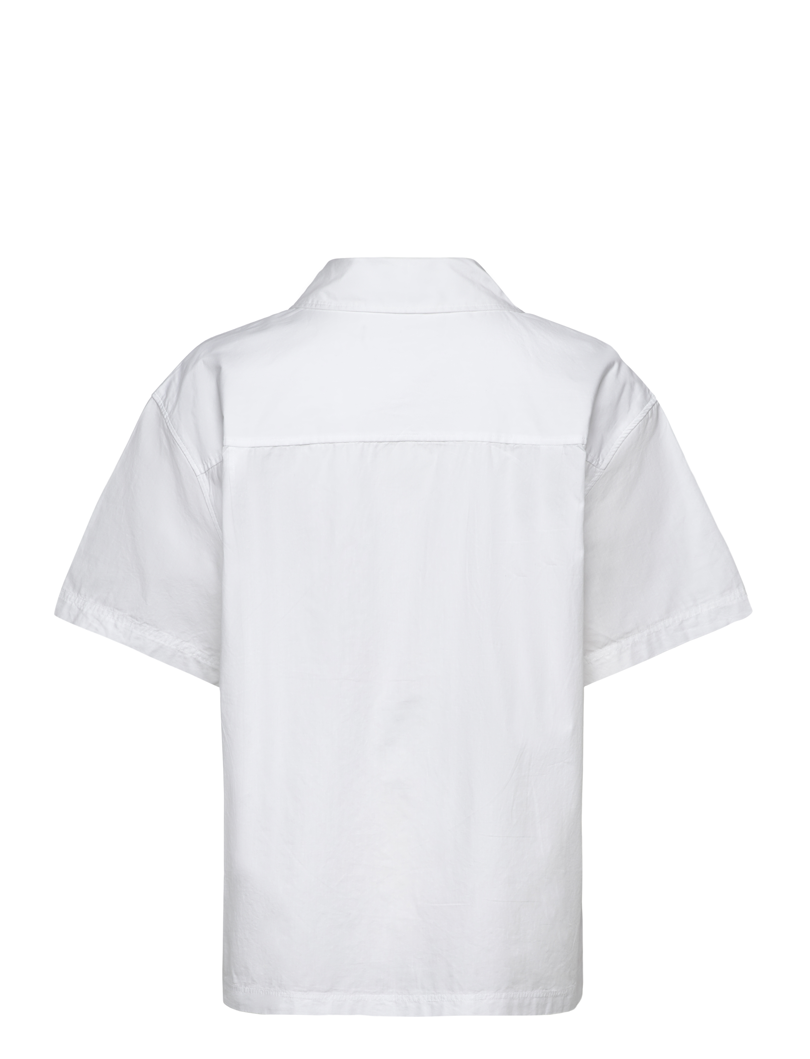 Monki - Oversized Short-Sleeved Cotton Poplin Shirt - kortärmade skjortor - white light - 1