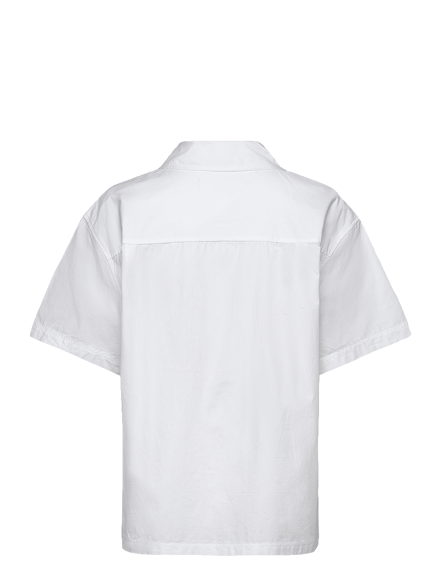 Monki - Oversized Short-Sleeved Cotton Poplin Shirt - kurzärmlige hemden - white light - 1