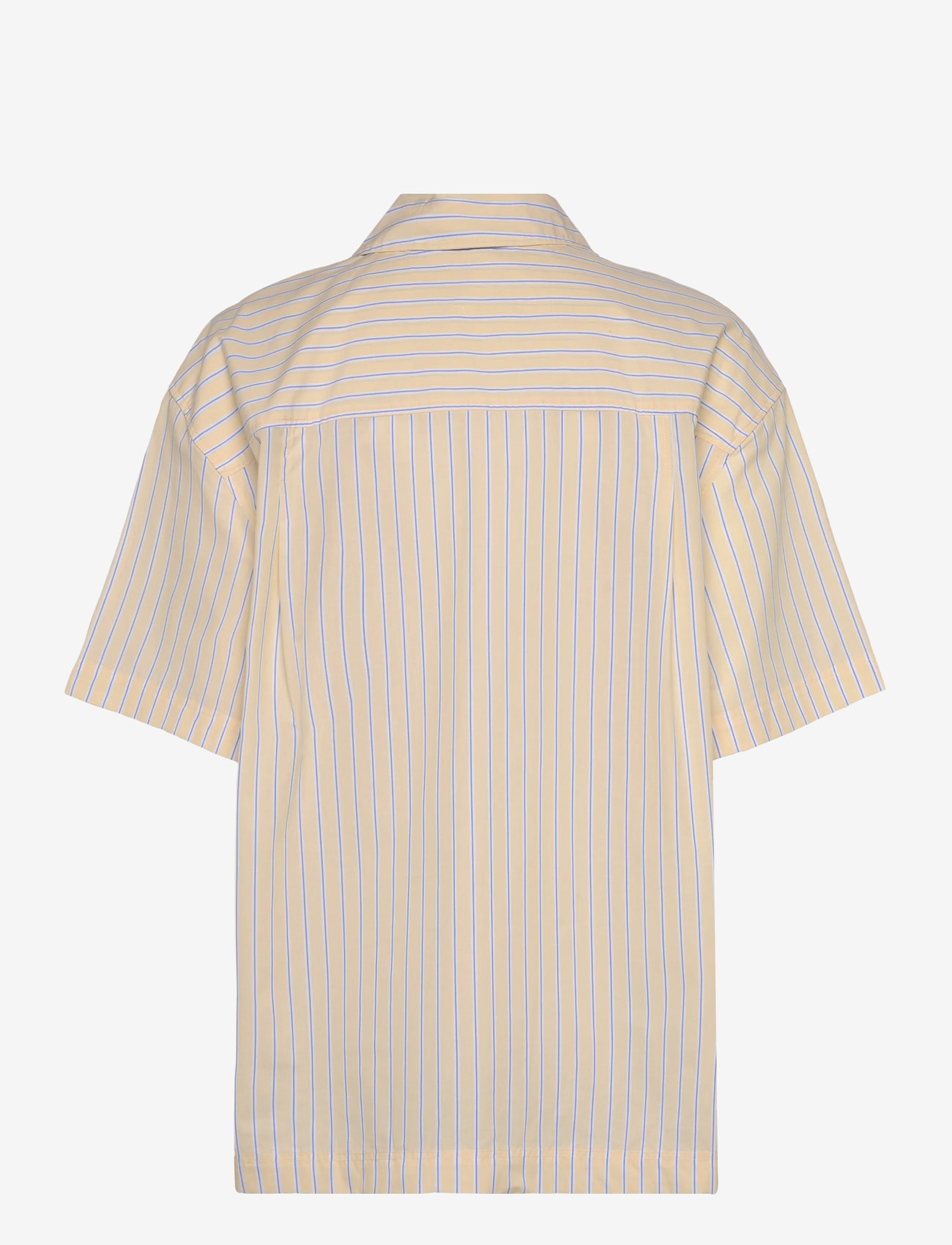 Monki - Oversized Short-Sleeved Cotton Poplin Shirt - kortærmede skjorter - yellow dusty light - 1