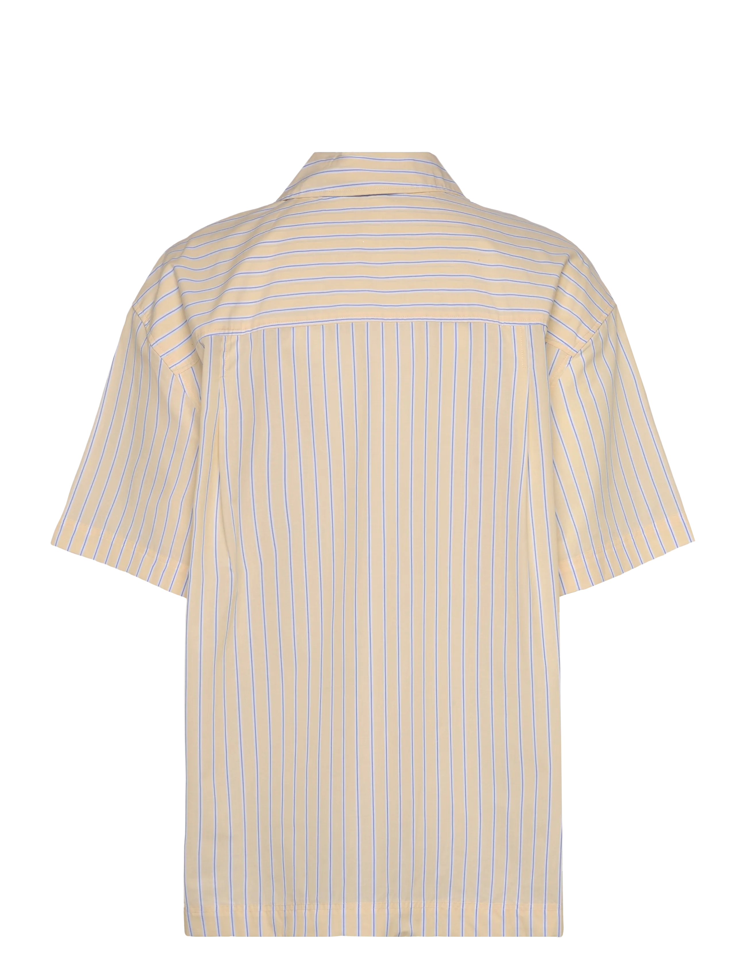 Monki - Oversized Short-Sleeved Cotton Poplin Shirt - kortärmade skjortor - yellow dusty light - 1