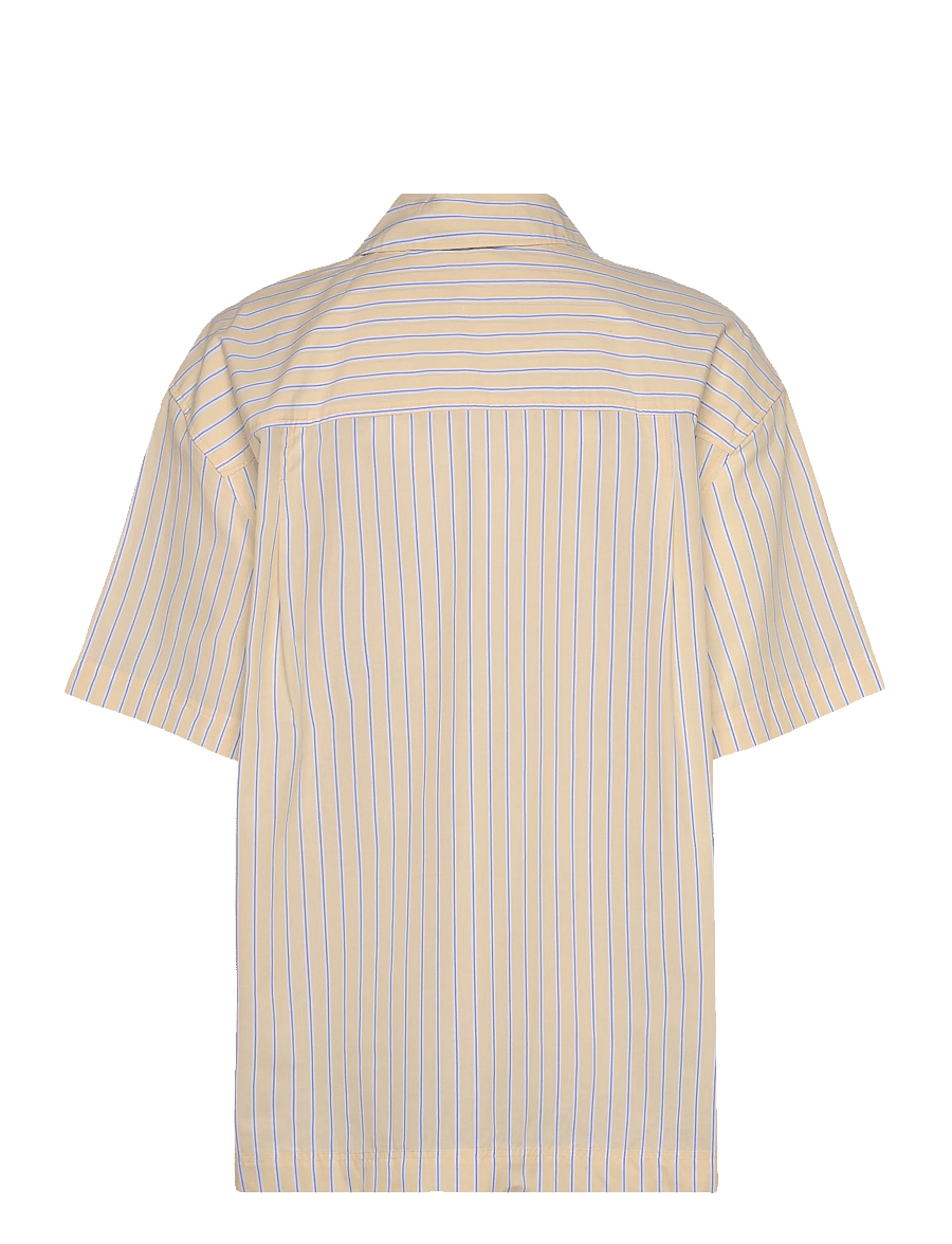 Monki - Oversized Short-Sleeved Cotton Poplin Shirt - short-sleeved shirts - yellow dusty light - 1