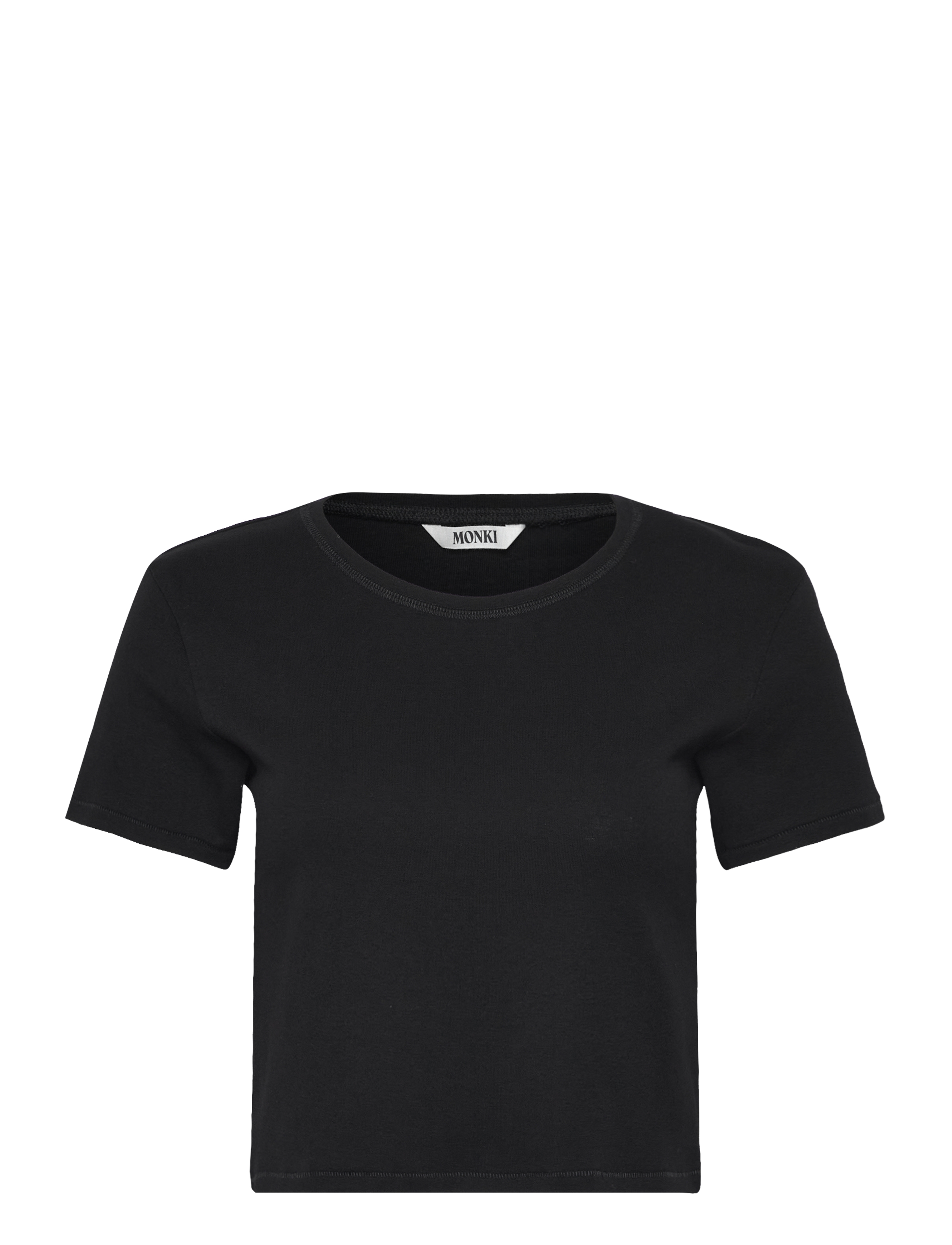 Monki Cropped Fitted Cotton T-Shirt - Tøj - BLACK DARK / black