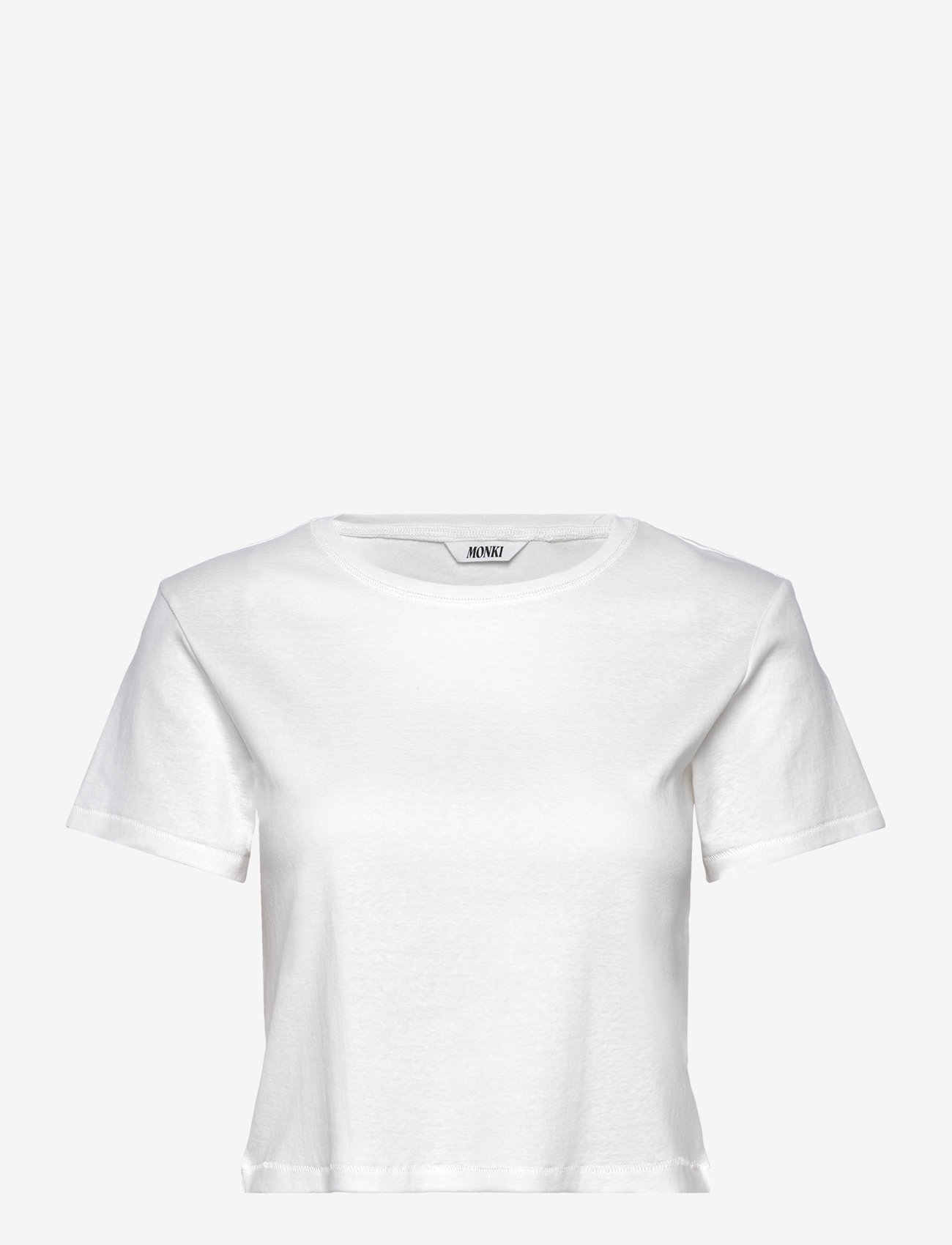 Monki - Cropped Fitted Cotton T-Shirt - crop tops - white light - 0