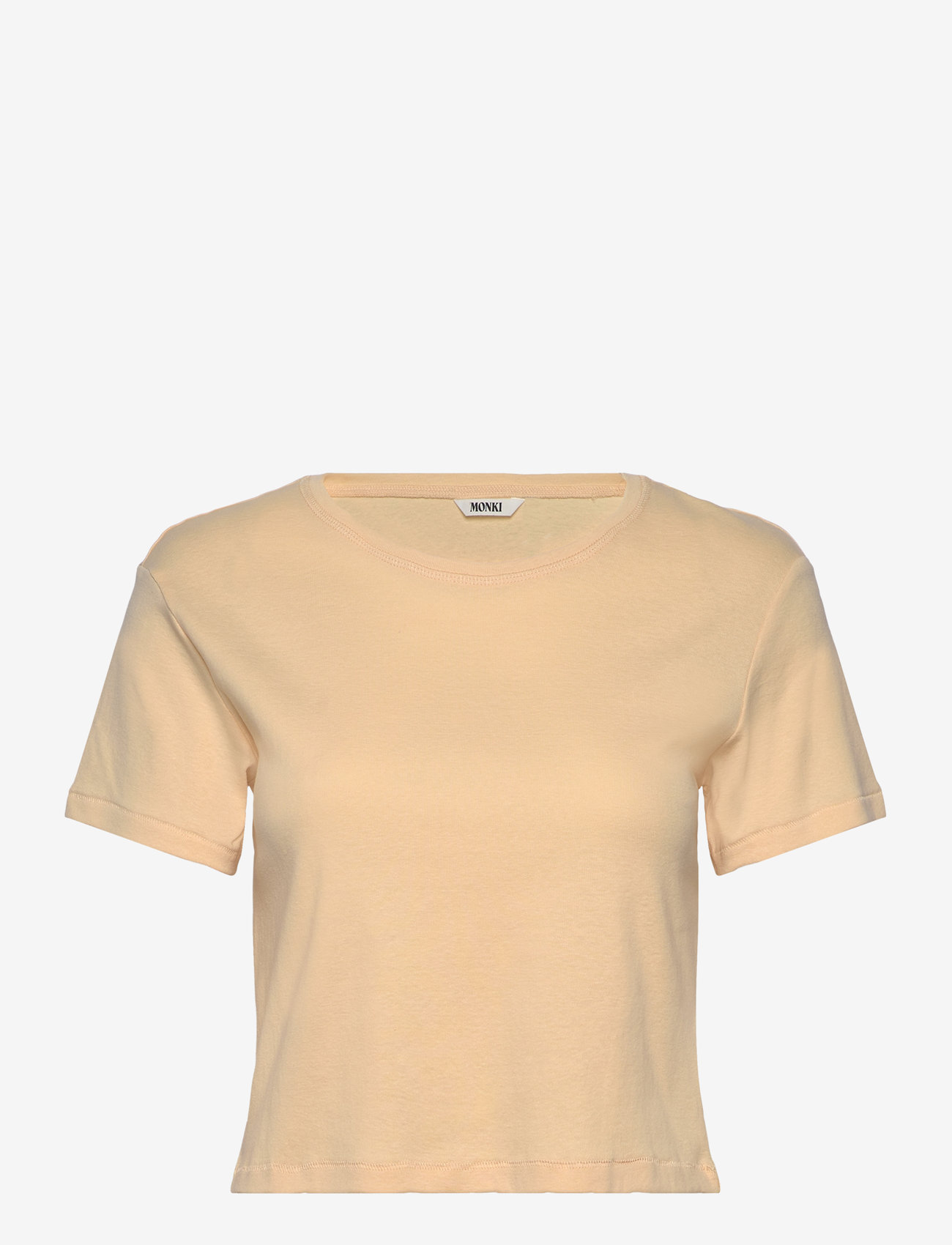 Monki - Cropped Fitted Cotton T-Shirt - crop tops - yellow dusty light - 0