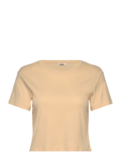 Monki Cropped Fitted Cotton T-Shirt - Crop tops - YELLOW DUSTY LIGHT / orange