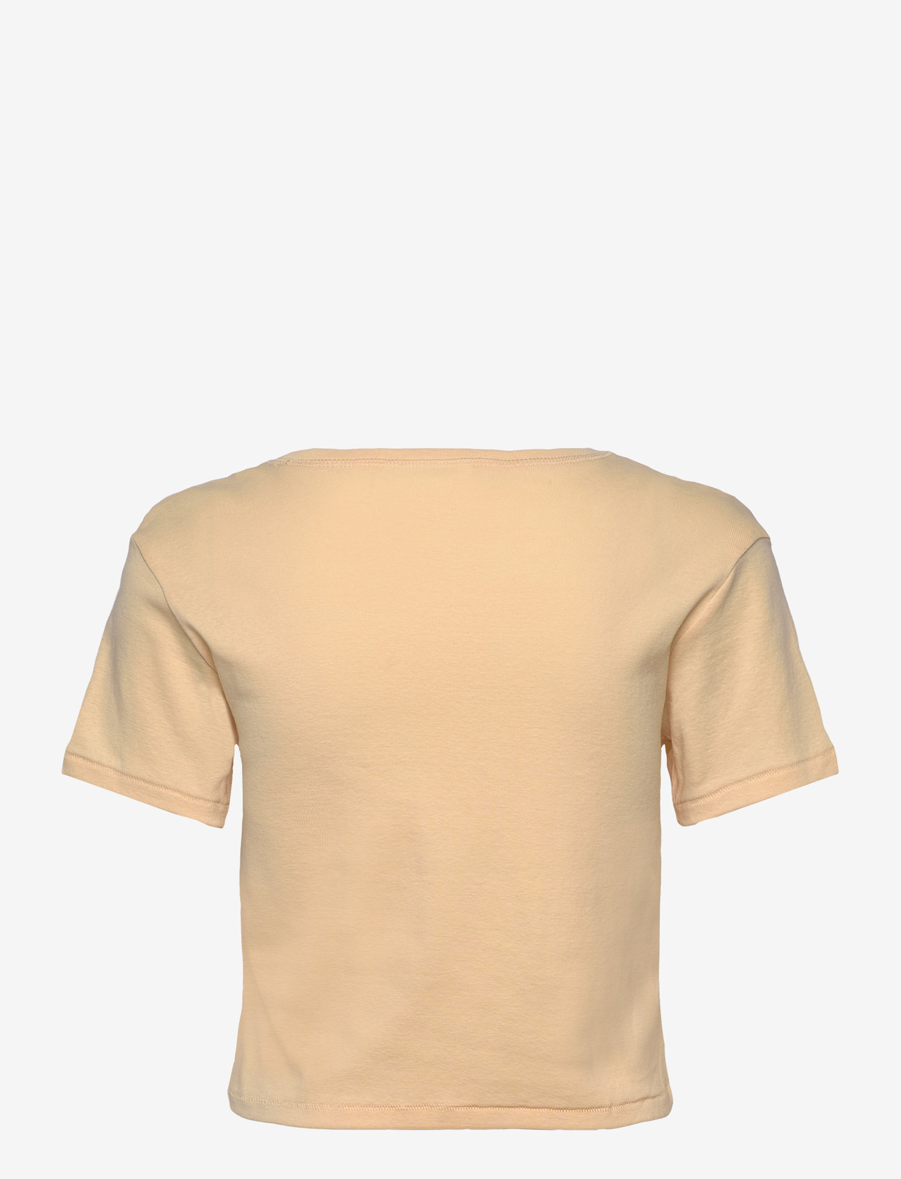 Monki - Cropped Fitted Cotton T-Shirt - crop tops - yellow dusty light - 1