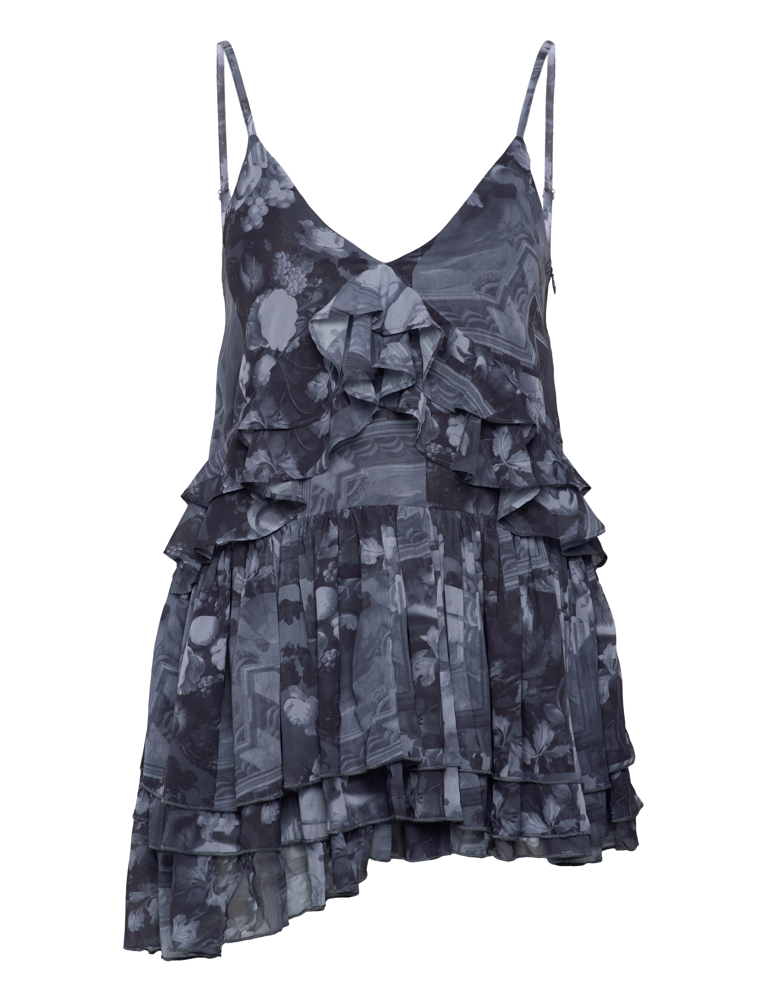 Monki Layered Ruffled Mini Cami Dress, Kvinder, Flæset Mini Cami Kjole, Lila, Str: 38