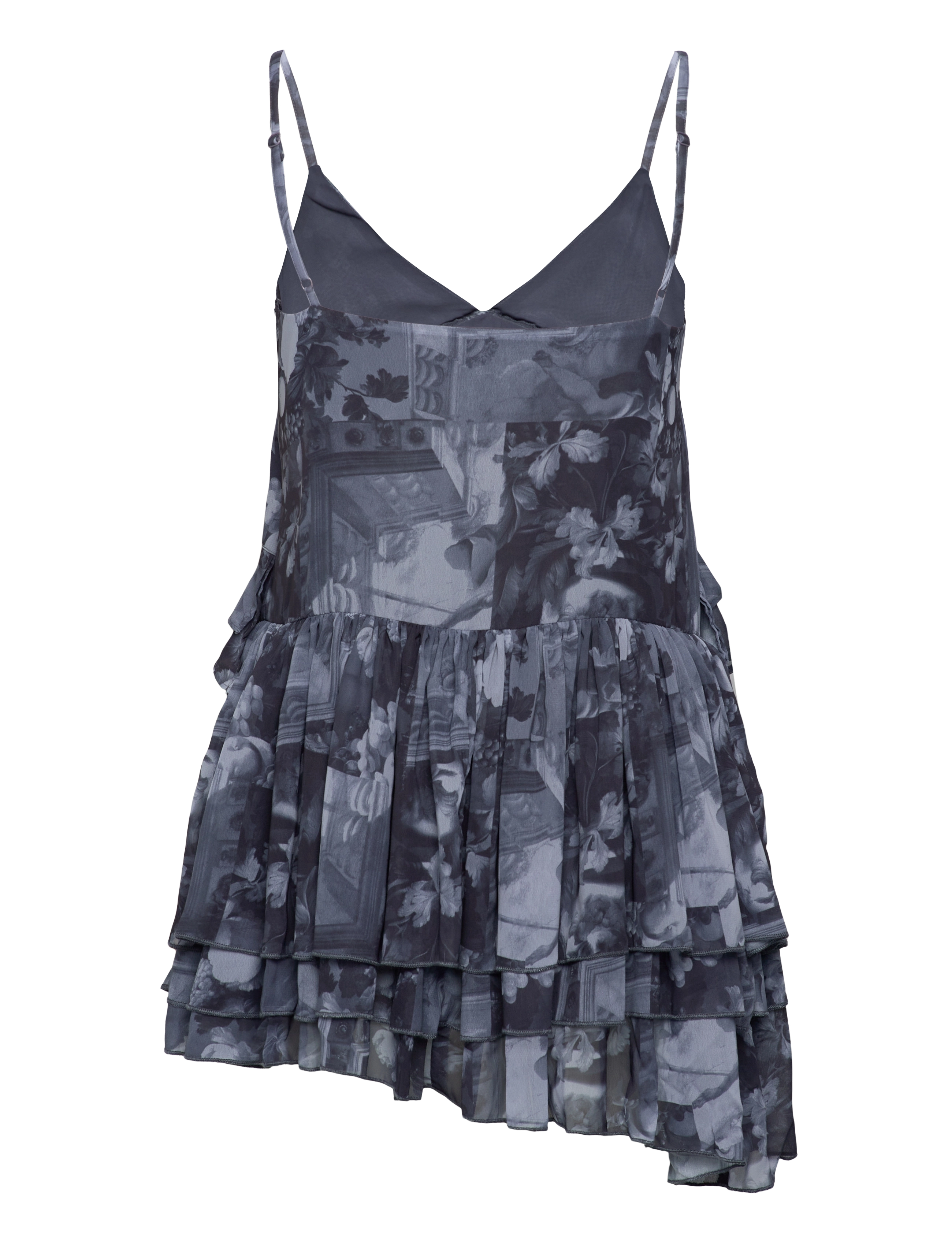 Monki - Layered Ruffled Mini Cami Dress - robes courtes - grey dark - 1