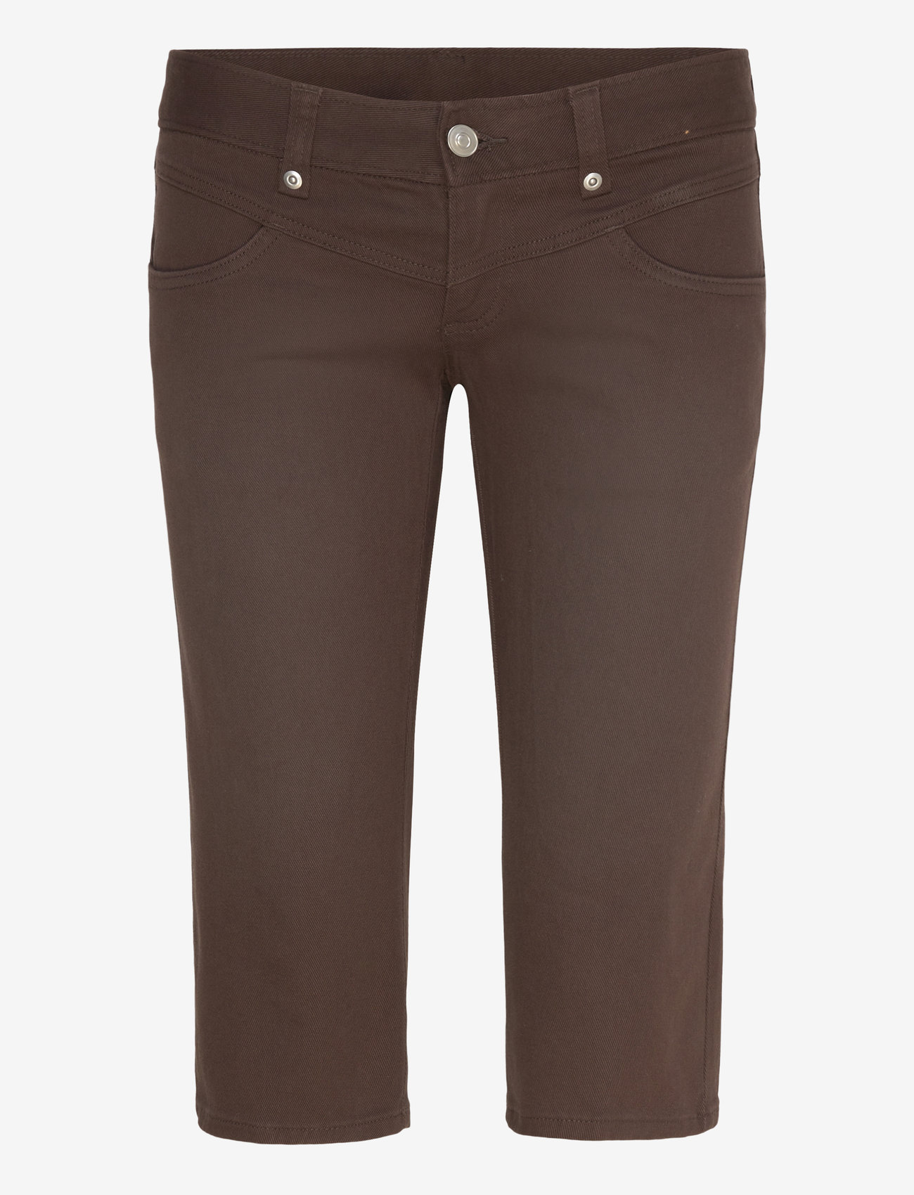 Monki - Ultra Low Rise Capri Trousers - capri bukser - brown dark - 0