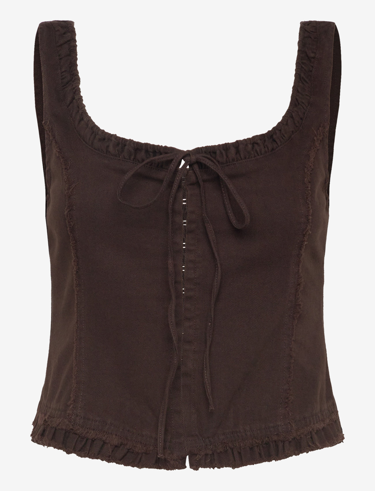 Monki - Tie detail top - Ärmellose tops - brown dark - 0