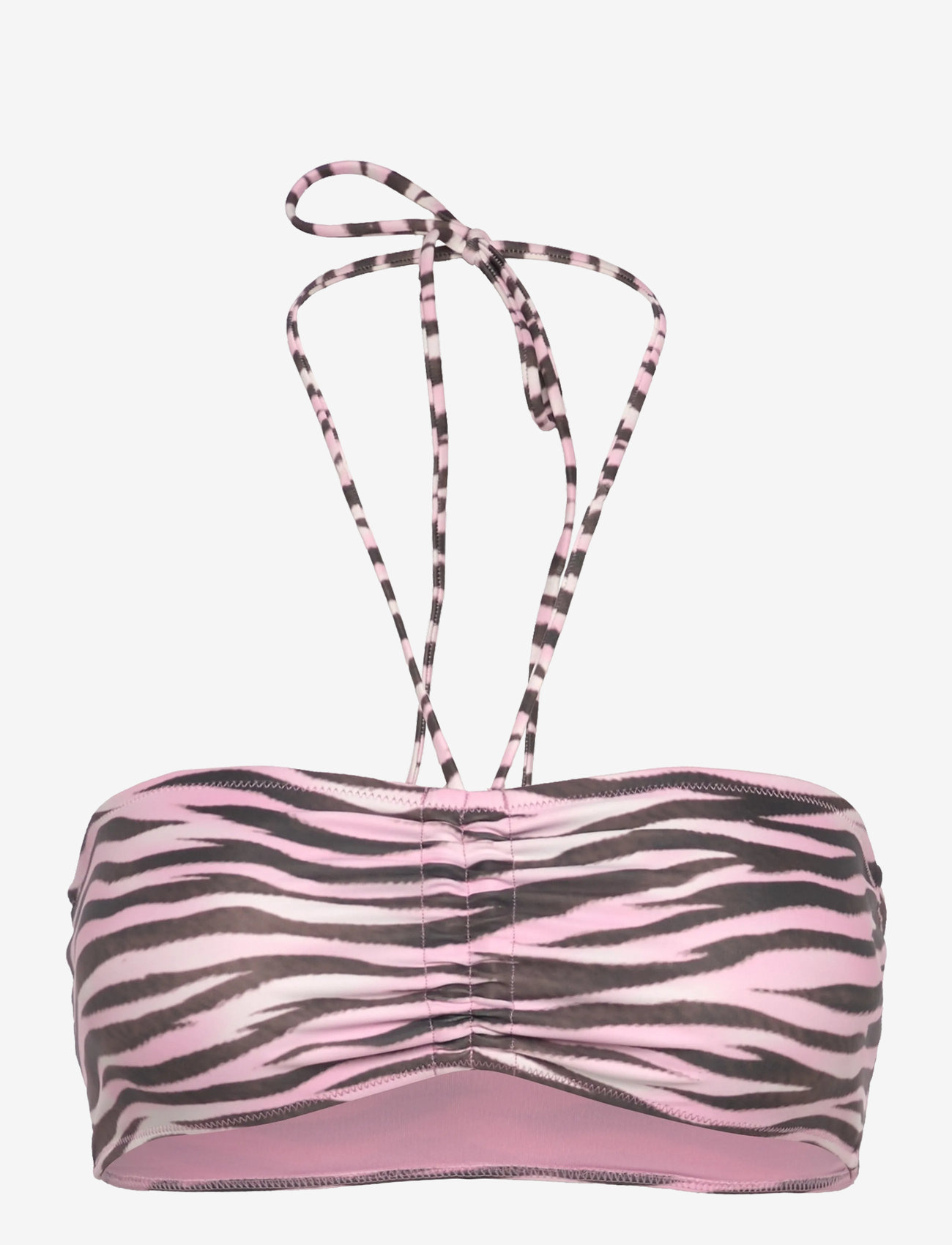 Monki - Drawstring Bandeau Halter Bikini Top - bandeau-bikini-oberteile - pink medium dusty - 0