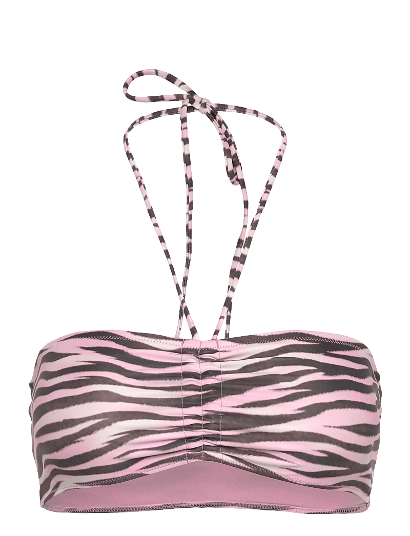 Monki - Drawstring Bandeau Halter Bikini Top - bandeau-bikini-oberteile - pink medium dusty - 0