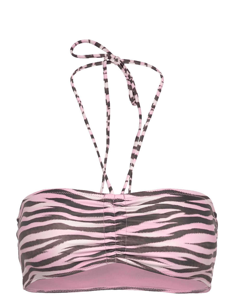 Monki - Drawstring Bandeau Halter Bikini Top - bandeau-bikini-oberteile - pink medium dusty - 0