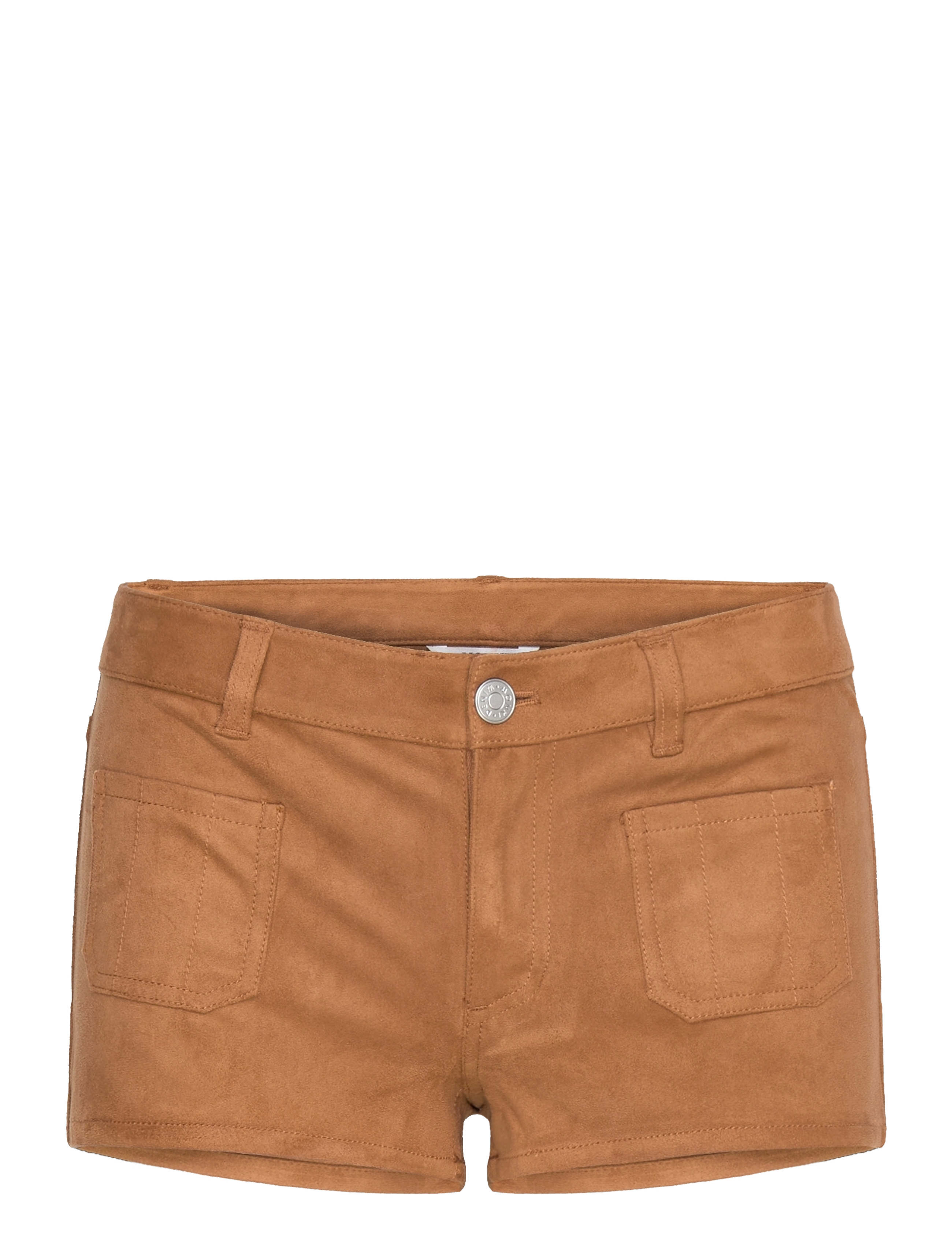 Monki Faux Suede Mini Shorts, Kvinder, Faux Ruskind Mini Shorts, Brun, Str: 34