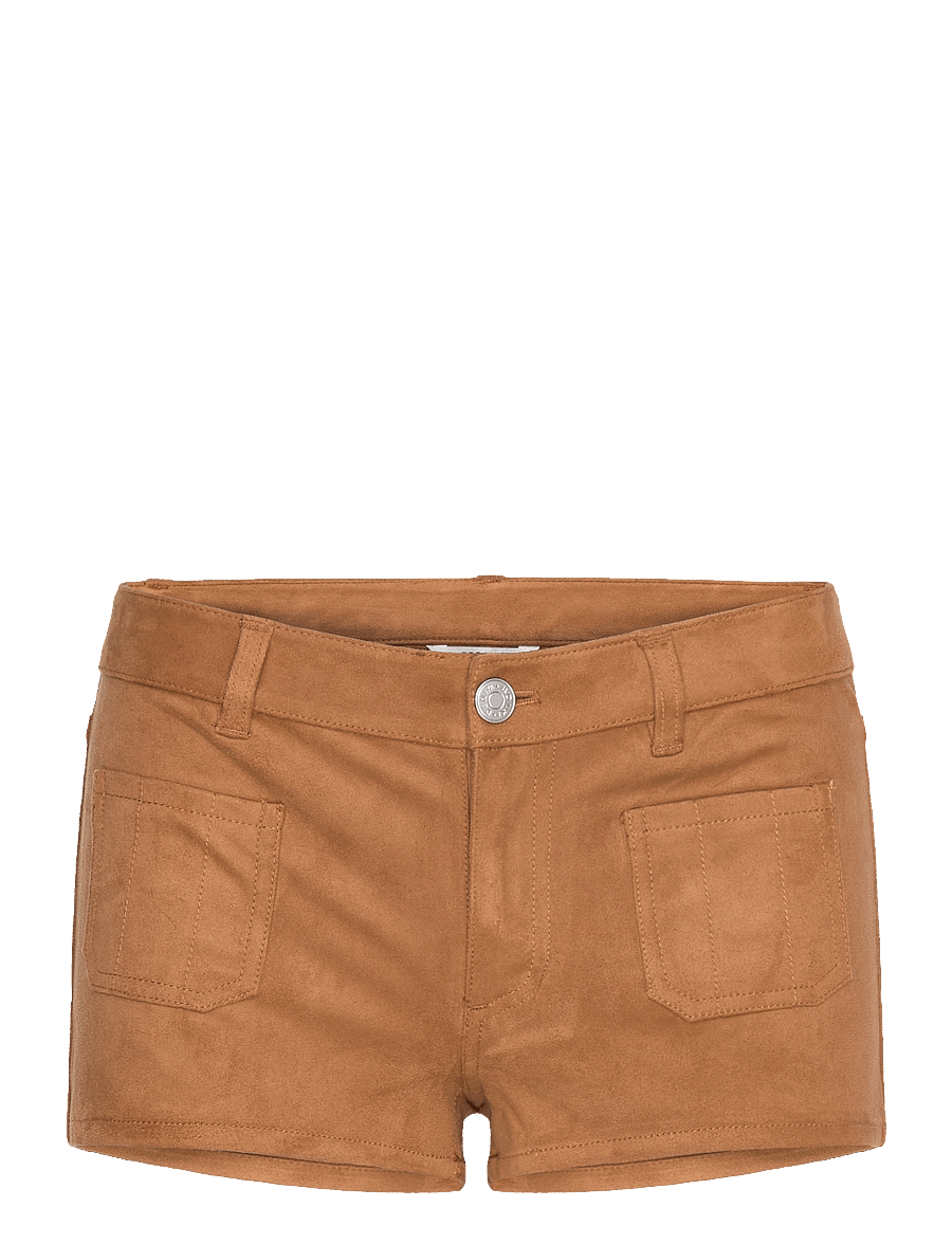 Monki - Faux Suede Mini Shorts - ledershorts - brown medium dusty - 0