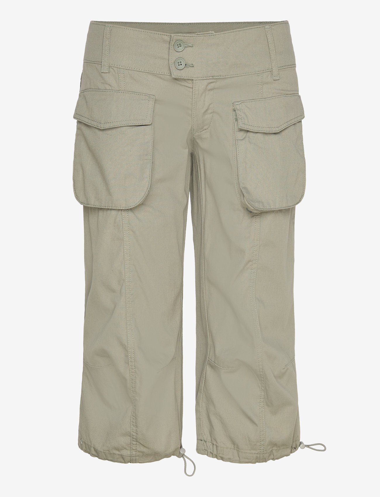 Monki - Soft capri - caprihose - khaki green medium dusty - 0