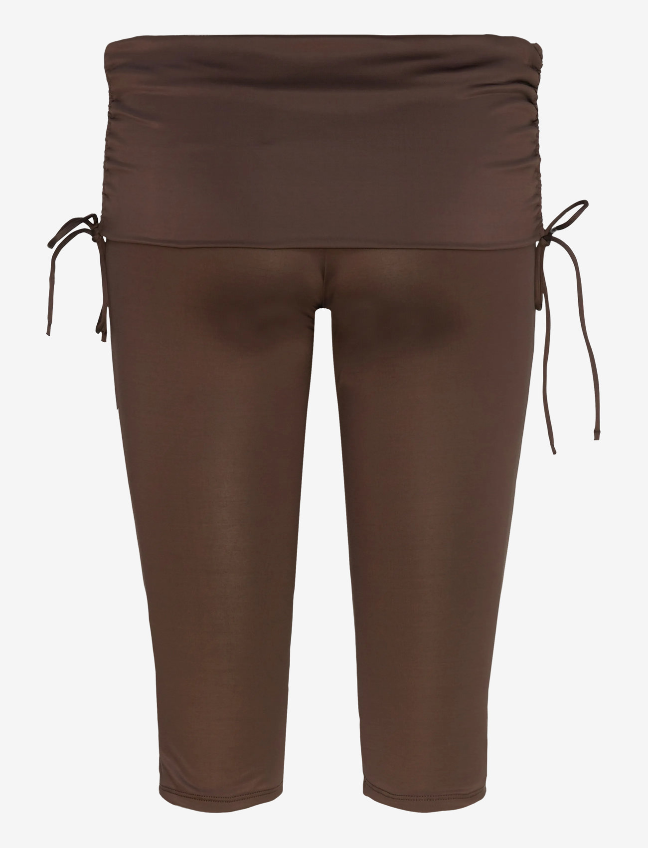 Monki - Ruched Low Rise Capri Leggings - capri byxor - brown dark - 1