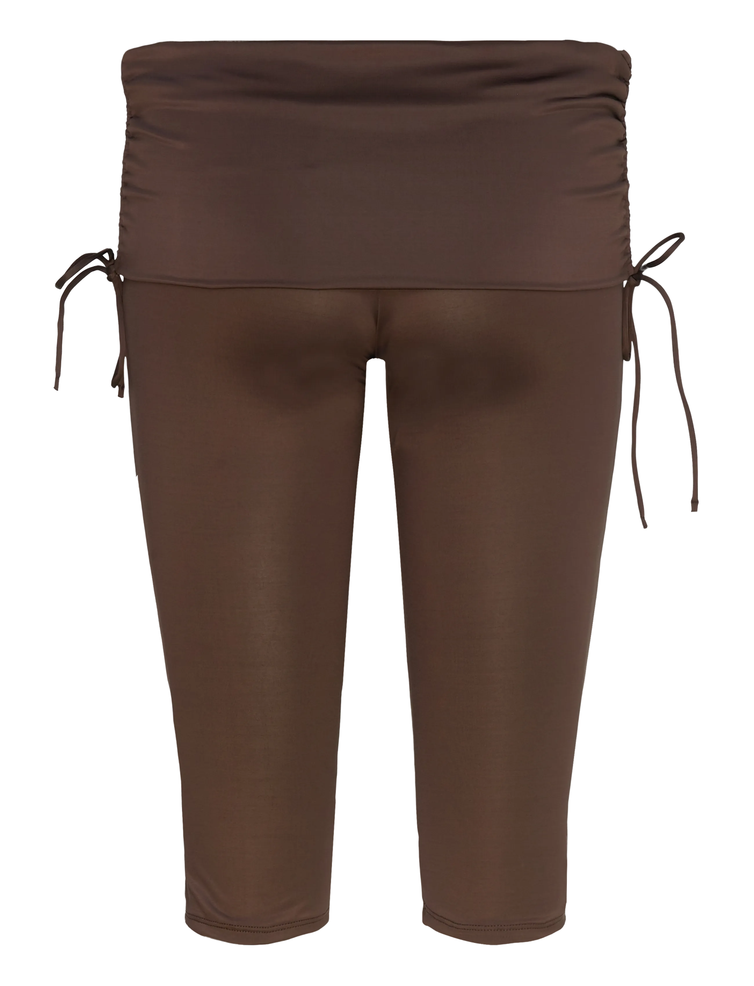 Monki - Ruched Low Rise Capri Leggings - spodnie capri - brown dark - 1