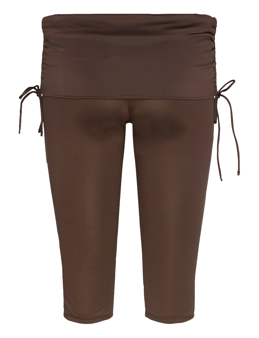 Monki - Ruched Low Rise Capri Leggings - pantalons capri - brown dark - 1