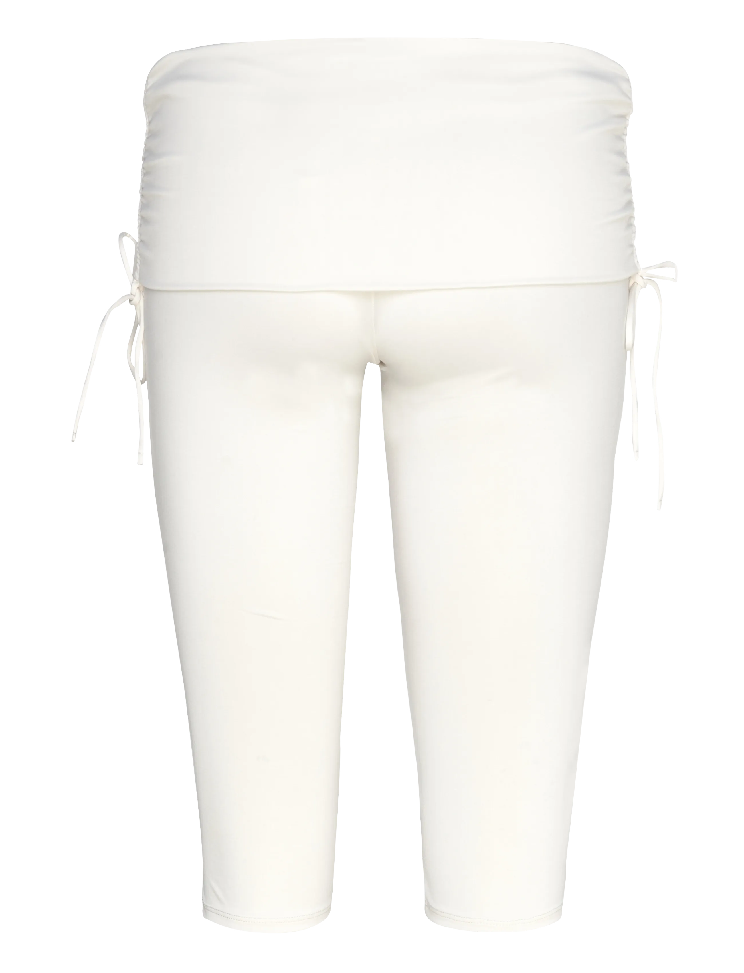 Monki - Ruched Low Rise Capri Leggings - pusgarās bikses - white light - 1