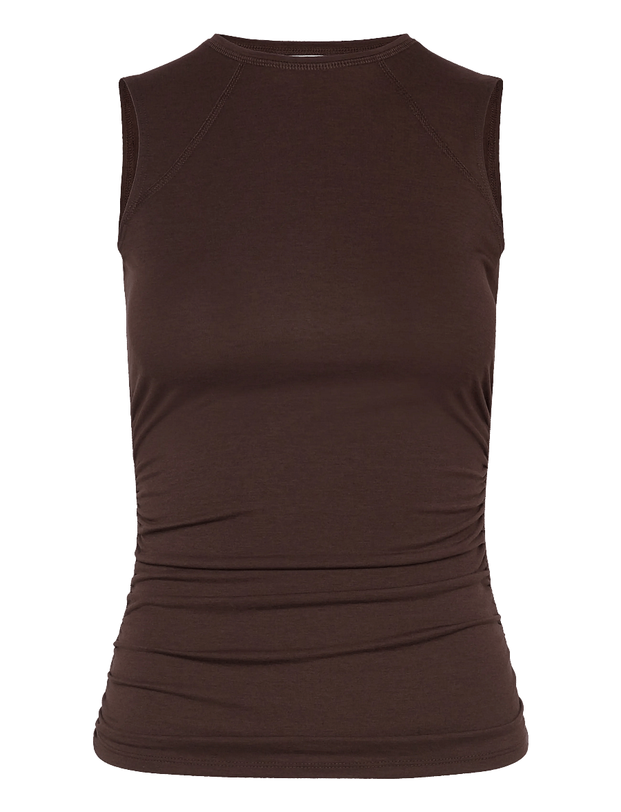 Monki - Rushed side top - sleeveless tops - brown dark - 0