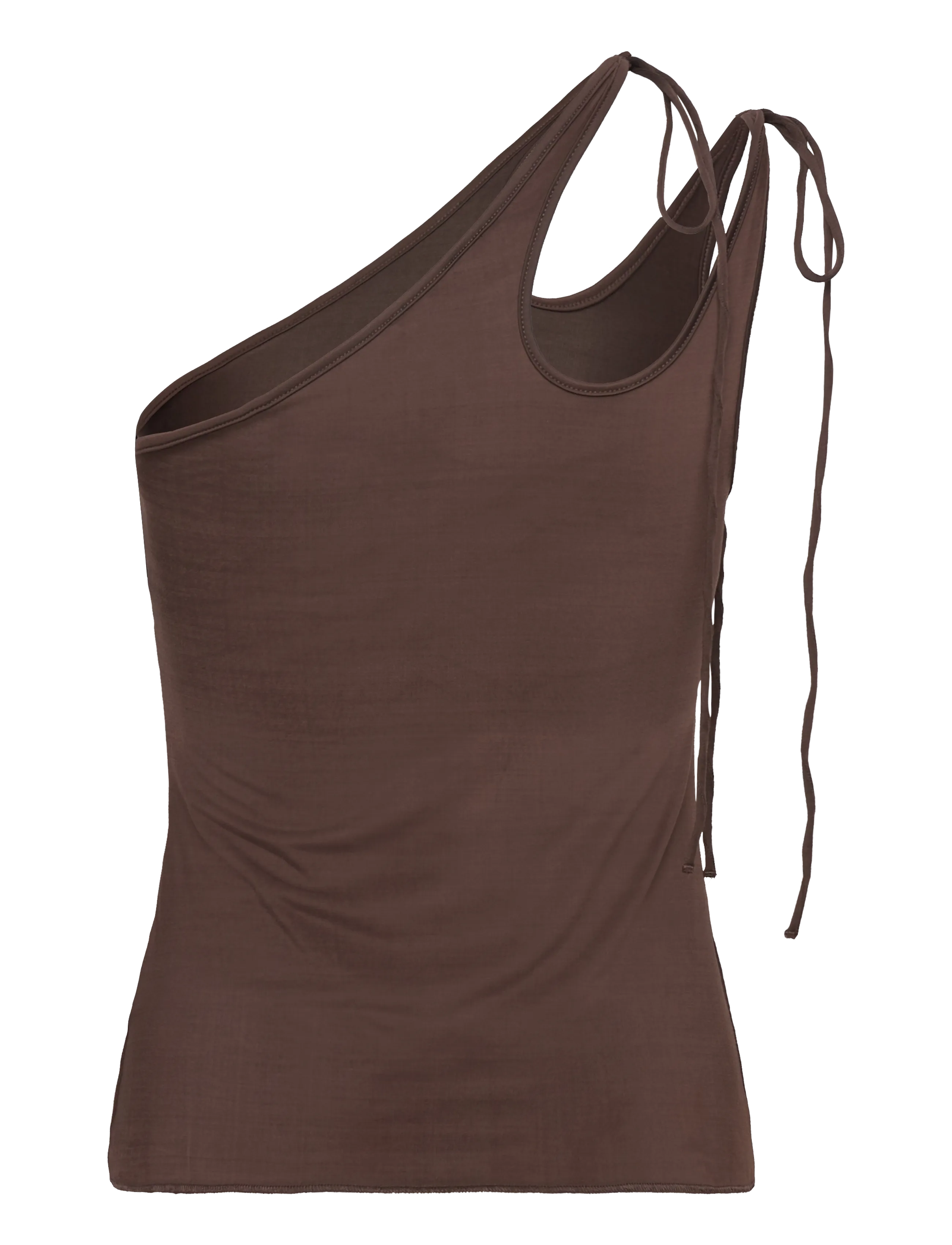 Monki - Asymmetric Tie Jersey Tank Top - Ärmellose tops - brown dark - 1