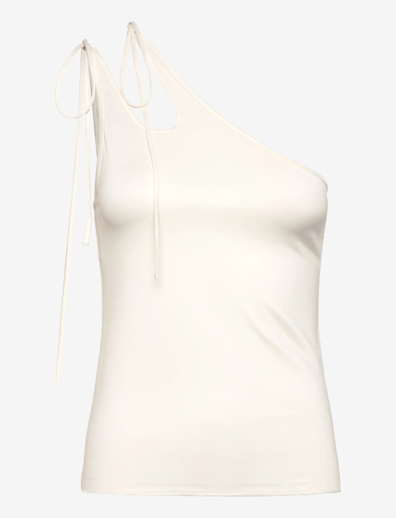 Monki - Asymmetric Tie Jersey Tank Top - tanktops - white light - 0