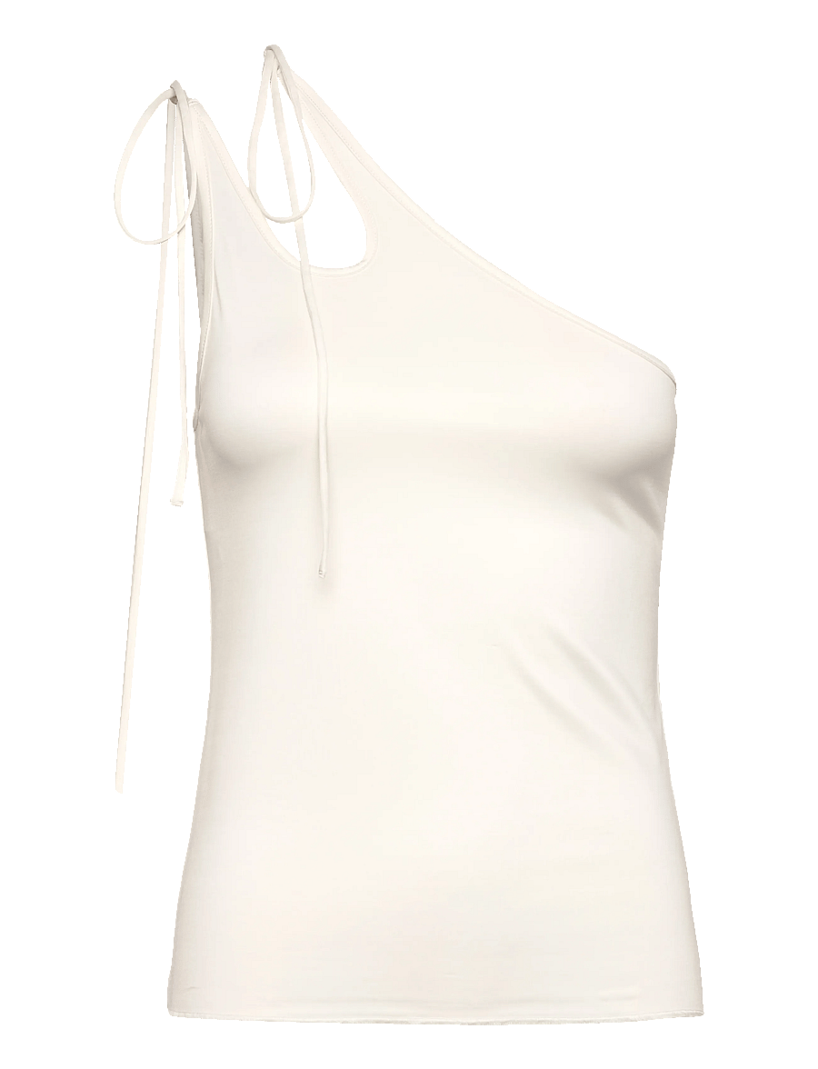 Monki - Asymmetric Tie Jersey Tank Top - linnen - white light - 0