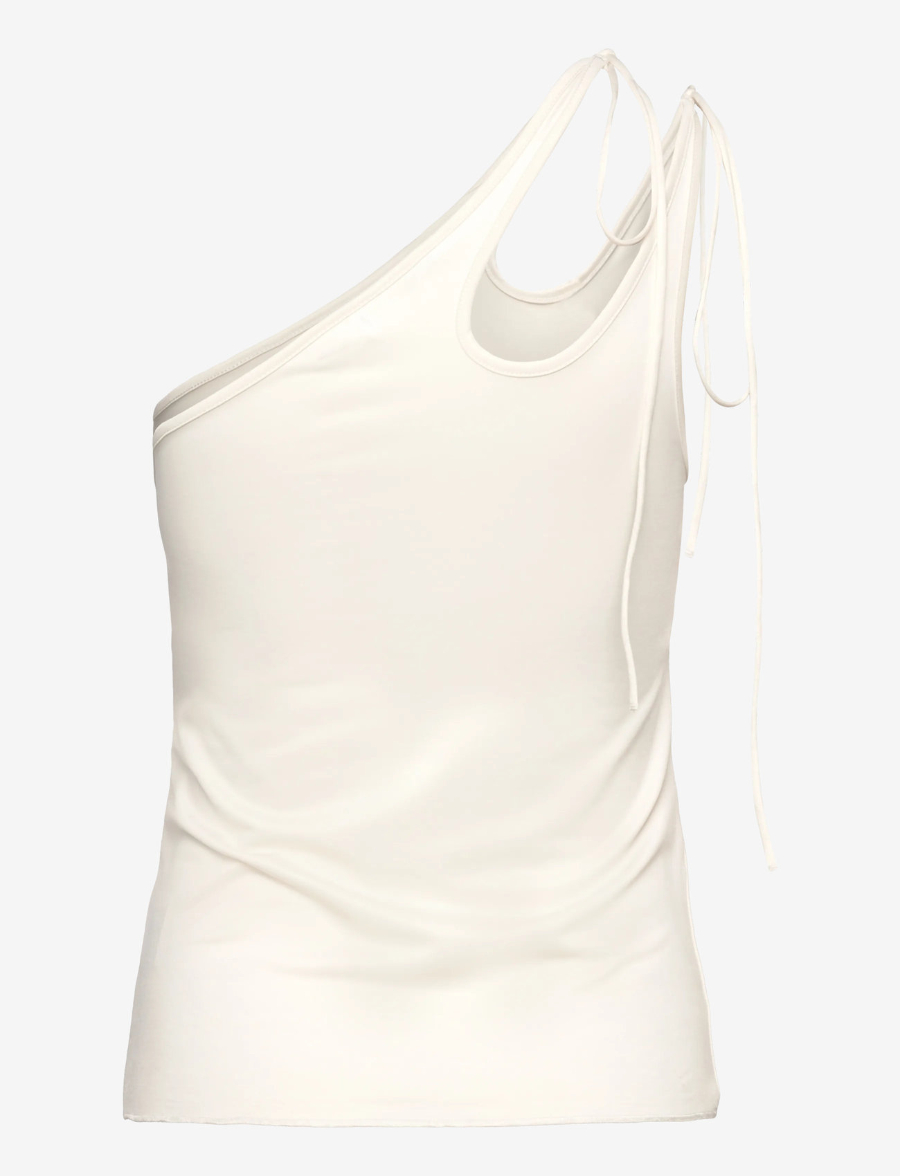 Monki - Asymmetric Tie Jersey Tank Top - tanktops - white light - 1