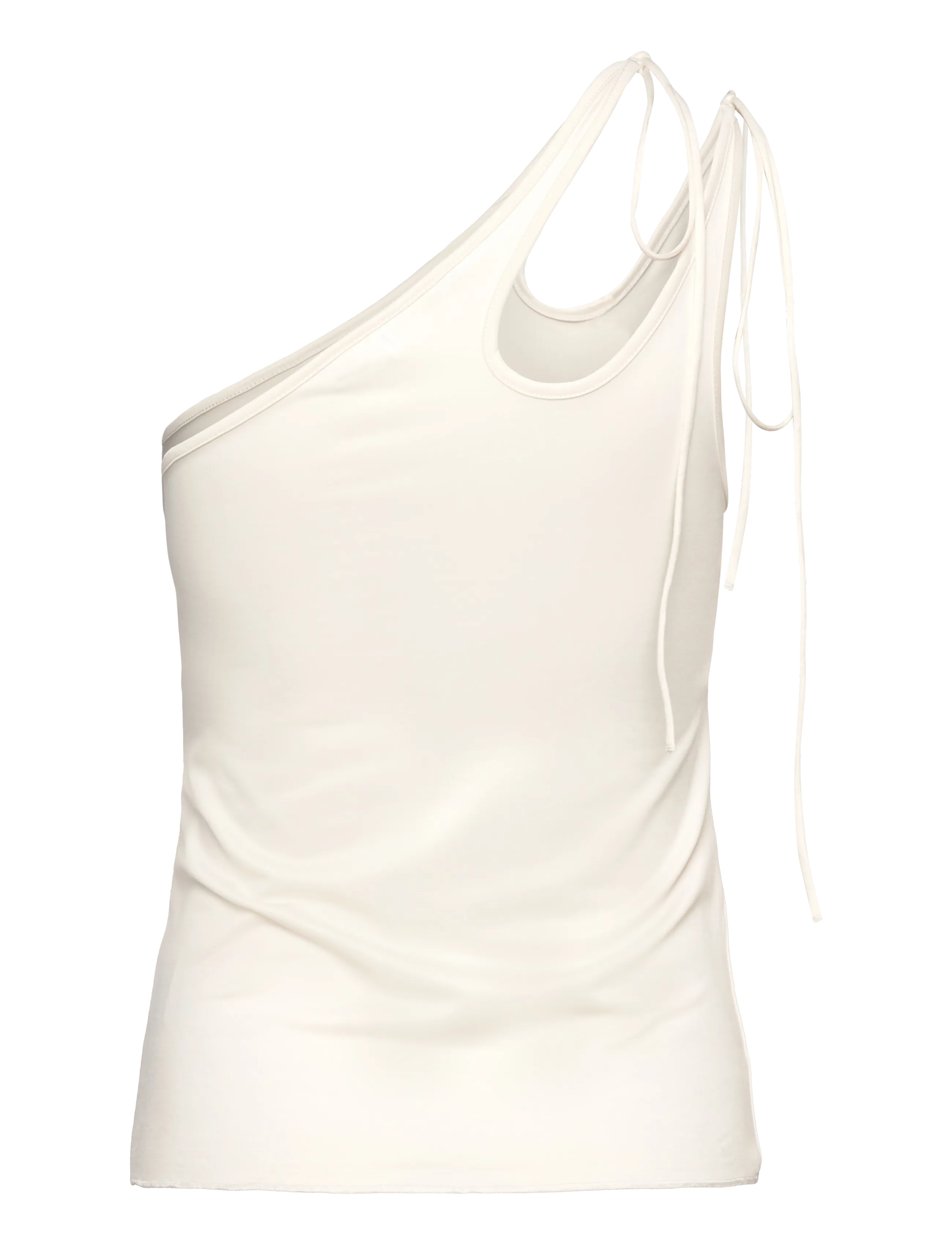 Monki - Asymmetric Tie Jersey Tank Top - topi bez piedurknēm - white light - 1