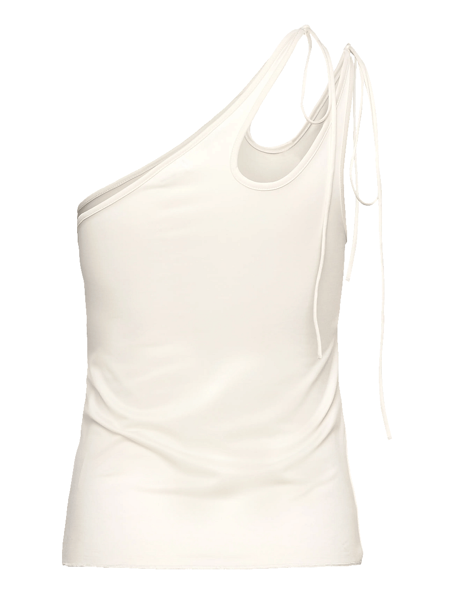 Monki - Asymmetric Tie Jersey Tank Top - linnen - white light - 1