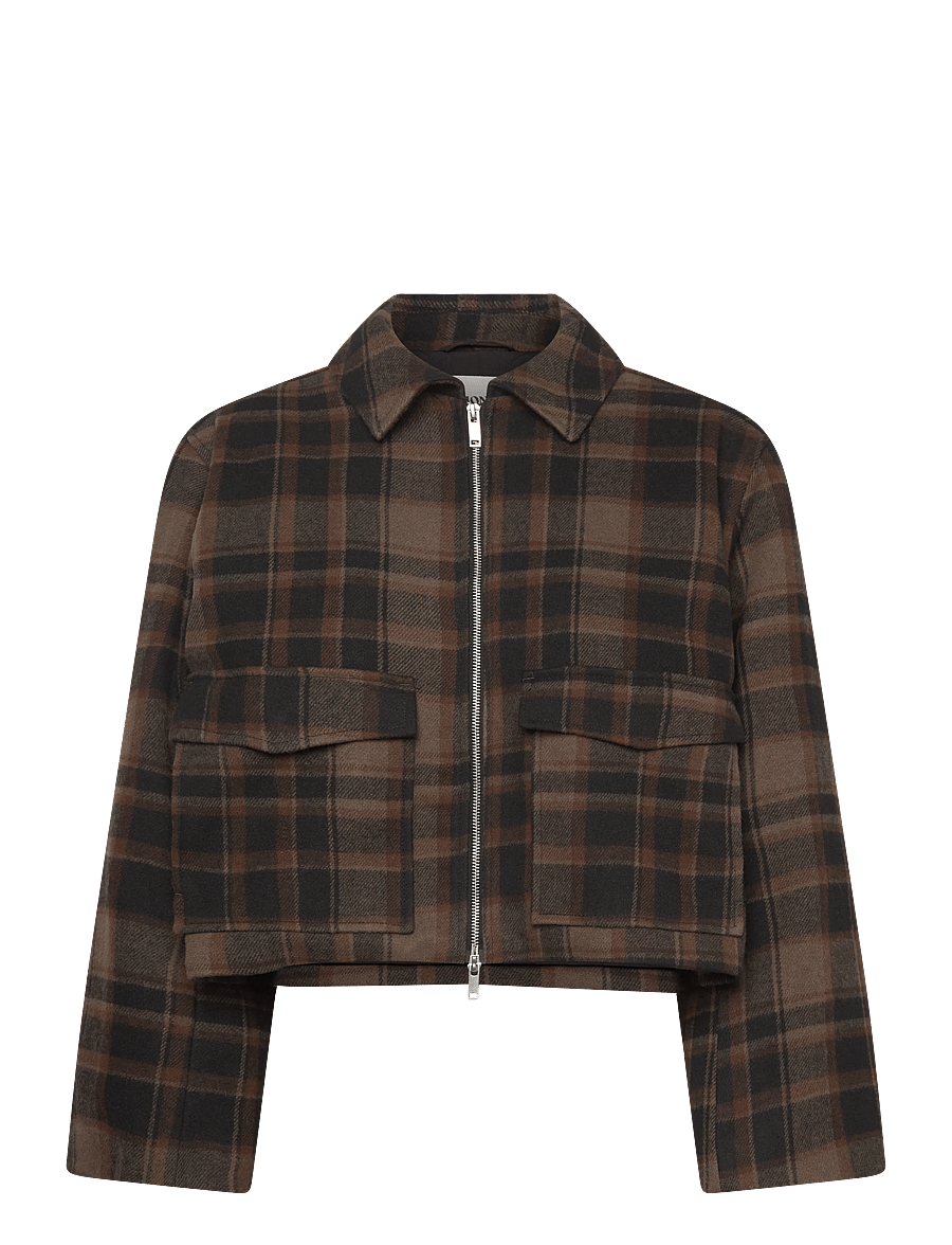 Monki - Boxy Twill Jacket - vinterjakker - brown dark - 0